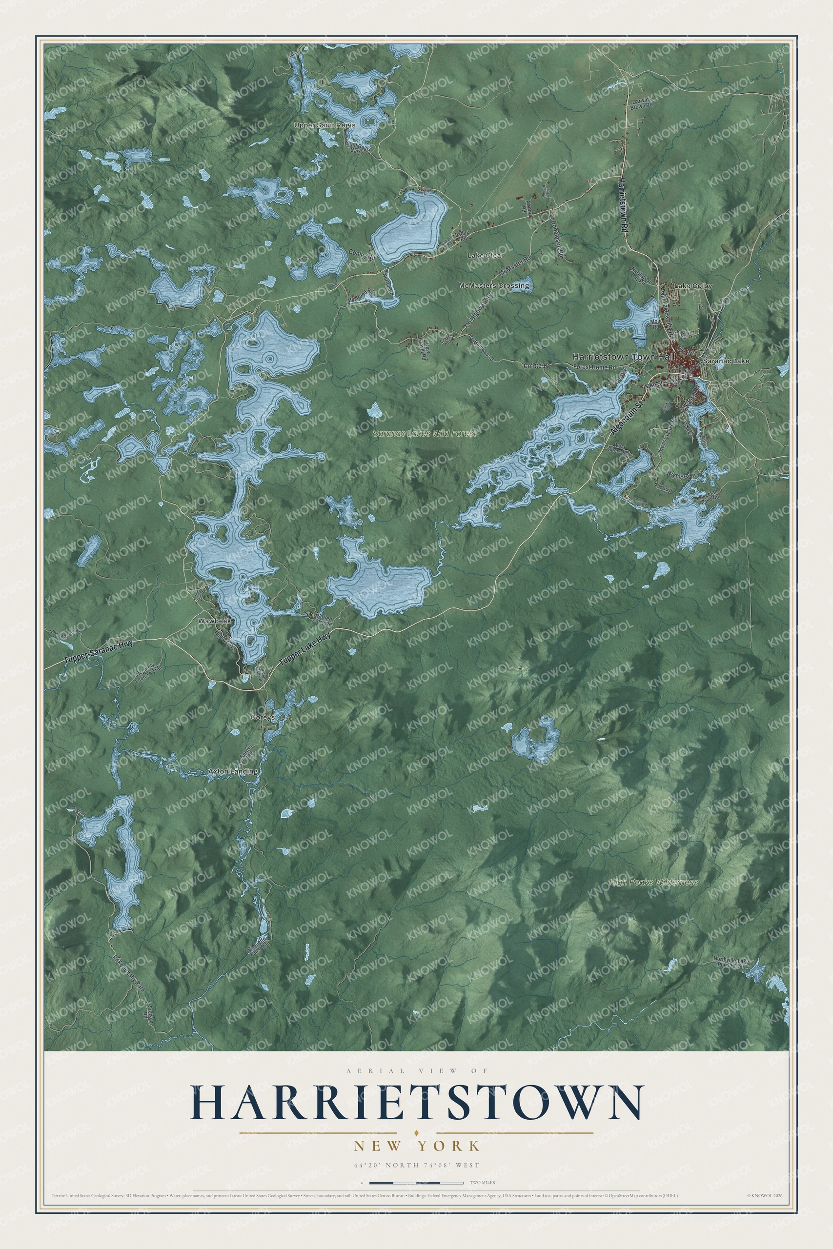 Watermarked full-map preview of Harrietstown, New York