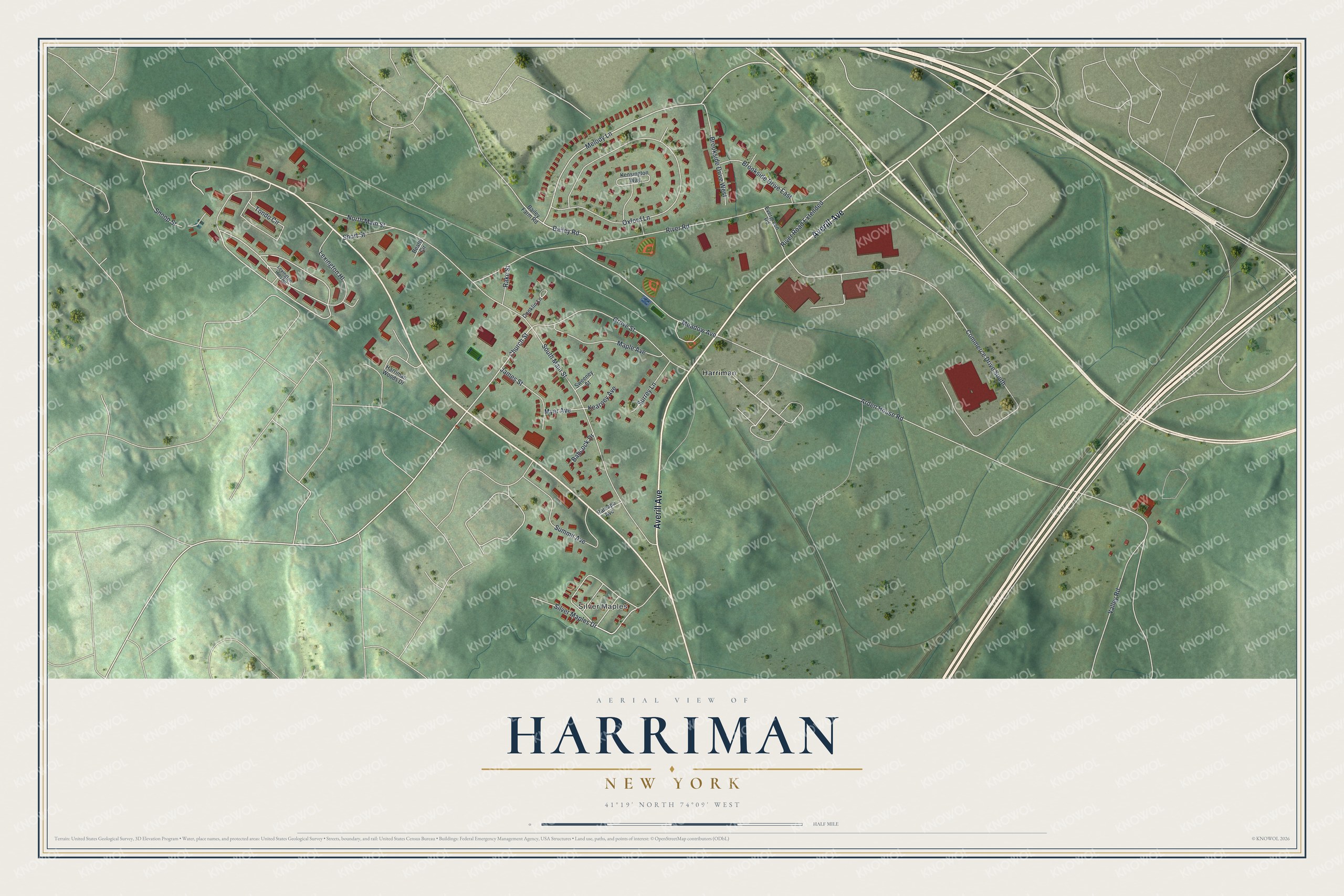 Watermarked full-map preview of Harriman, New York