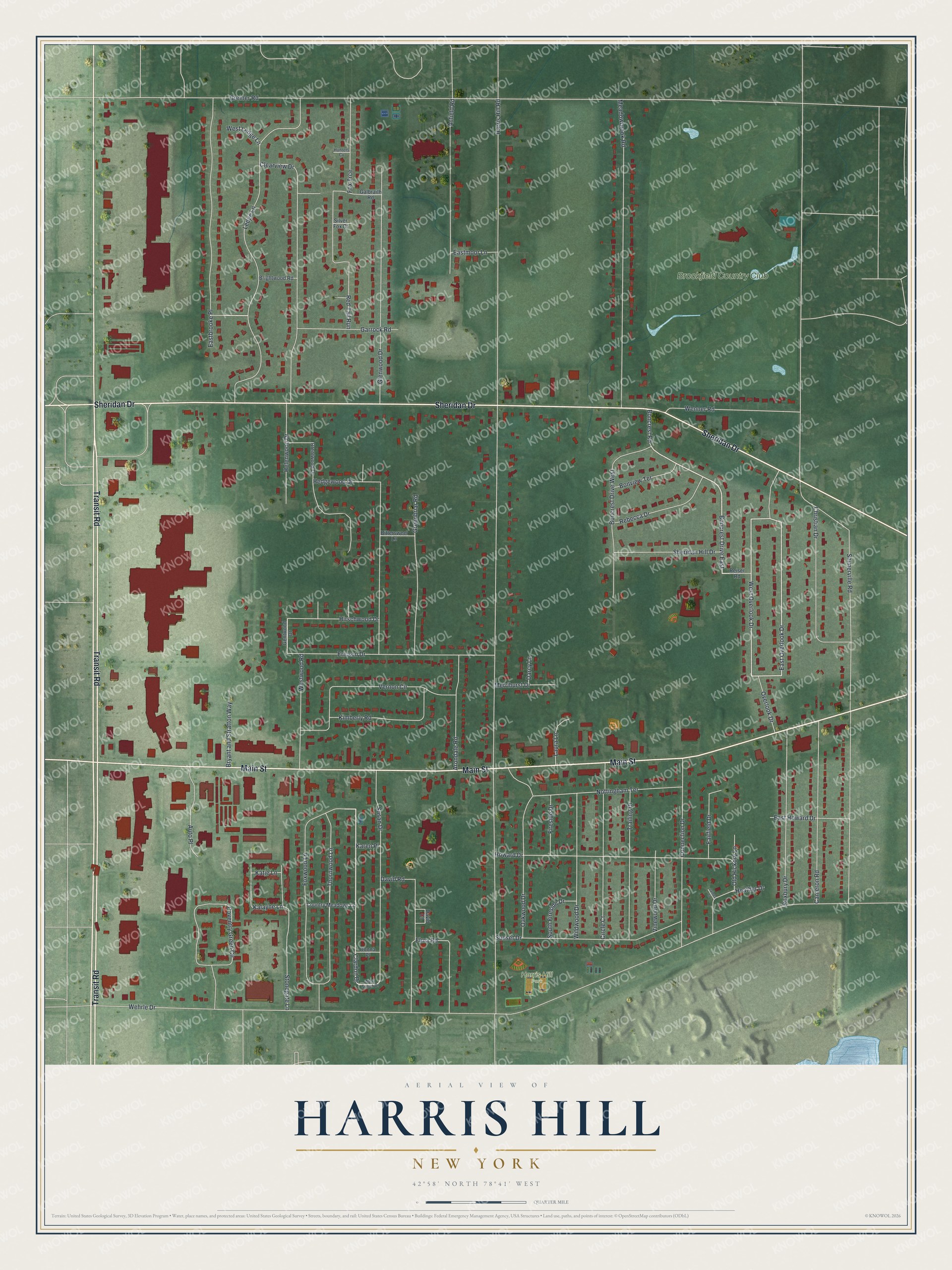 Watermarked full-map preview of Harris Hill, New York