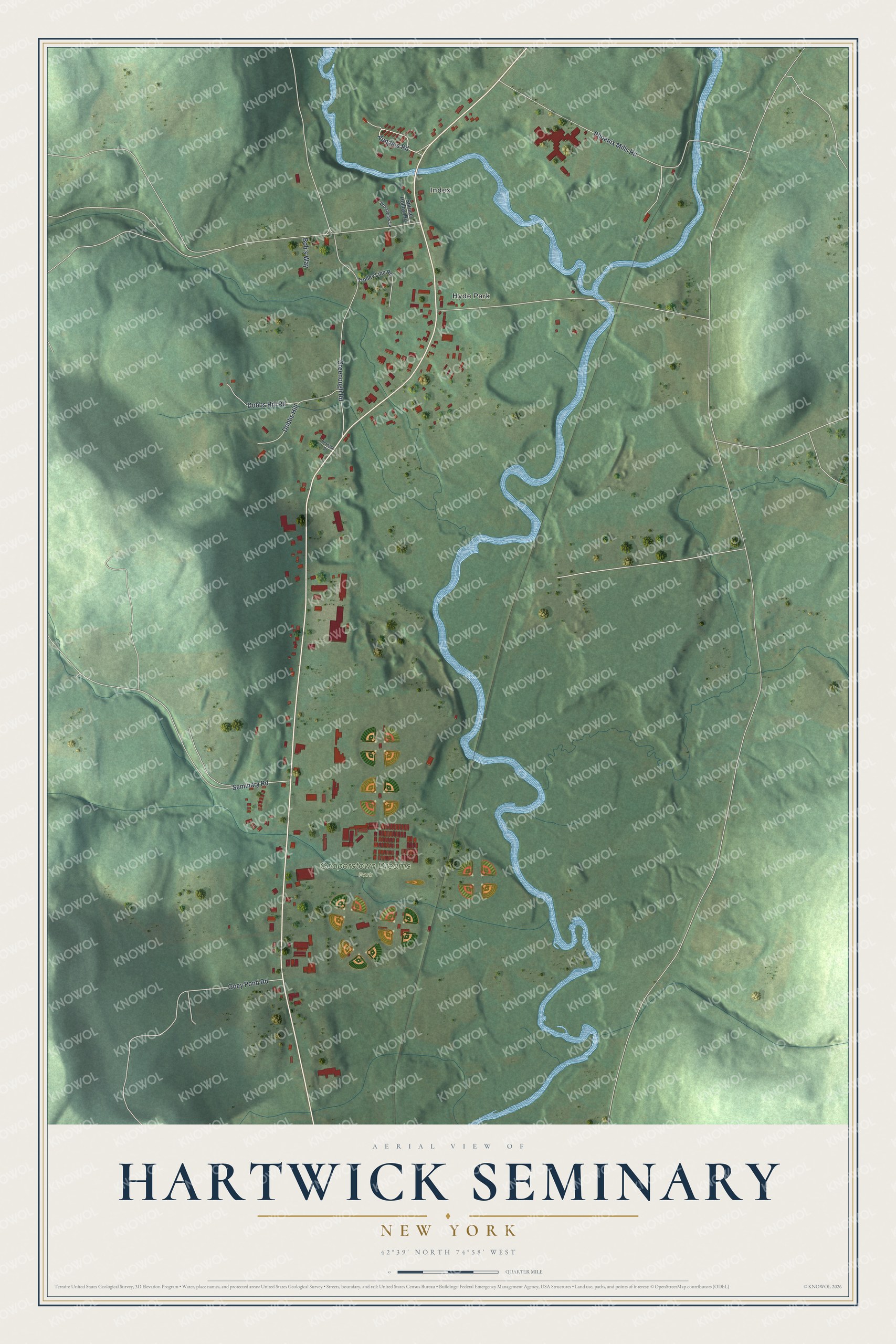 Watermarked full-map preview of Hartwick Seminary, New York