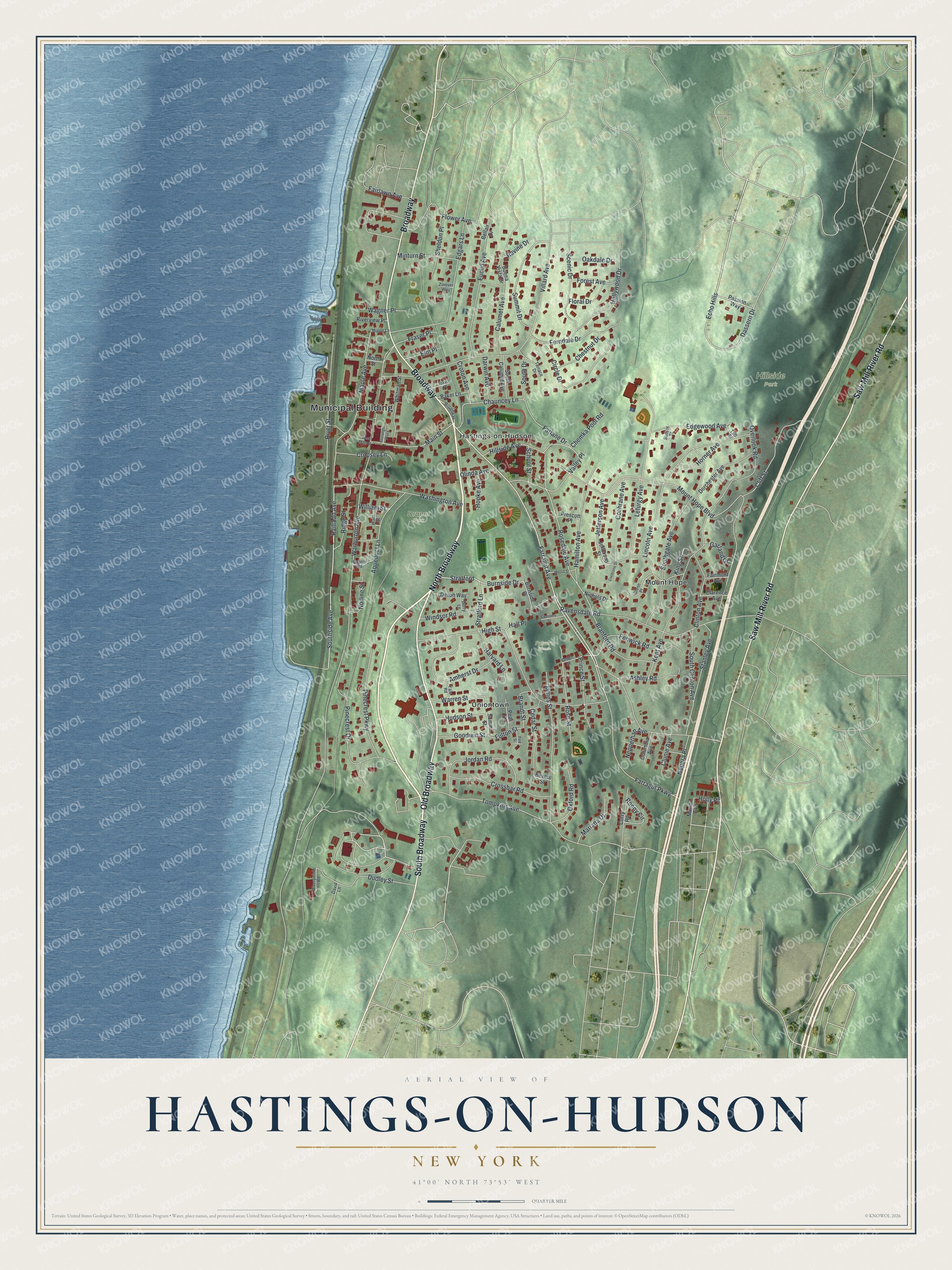 Watermarked full-map preview of Hastings-on-Hudson, New York