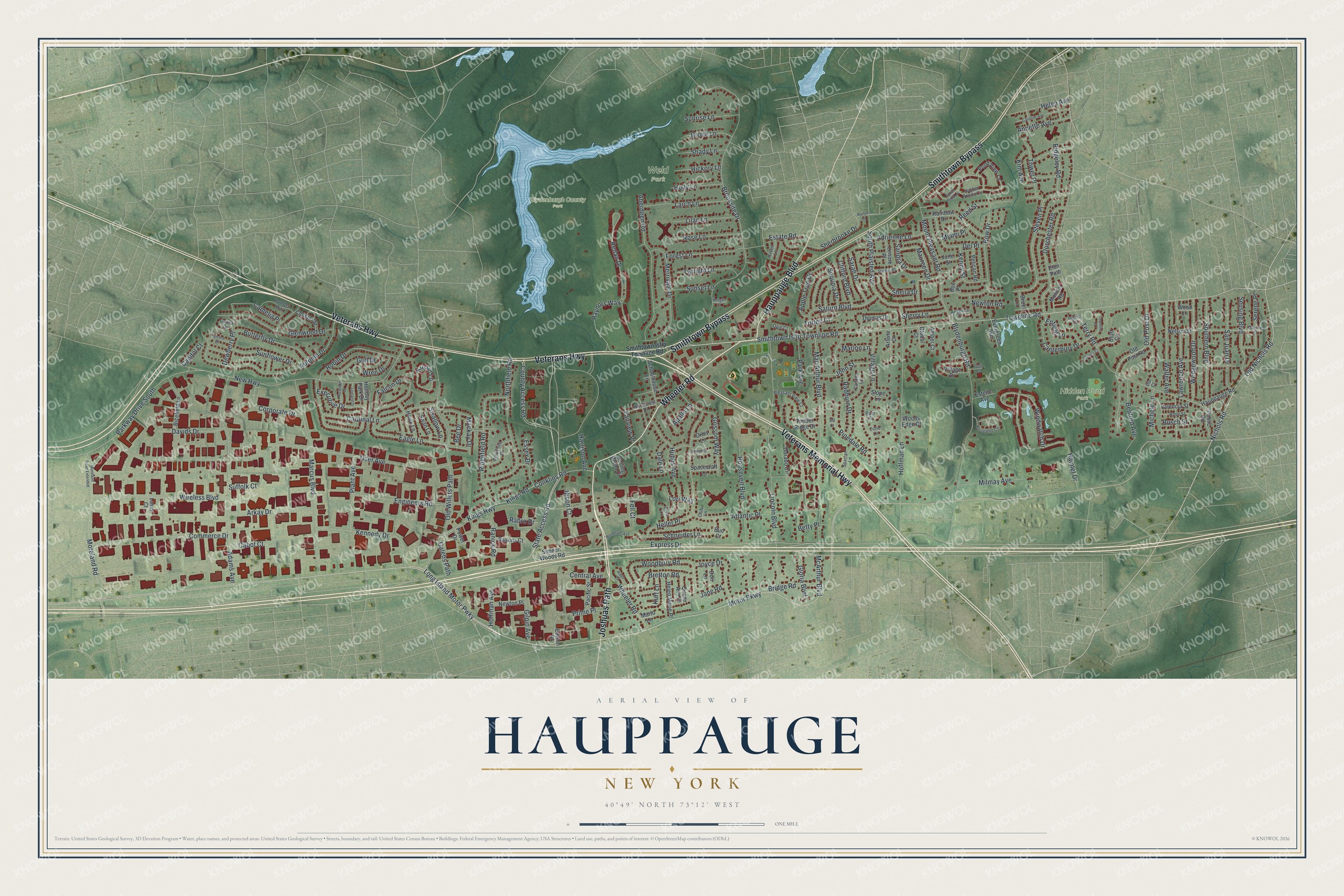 Watermarked full-map preview of Hauppauge, New York