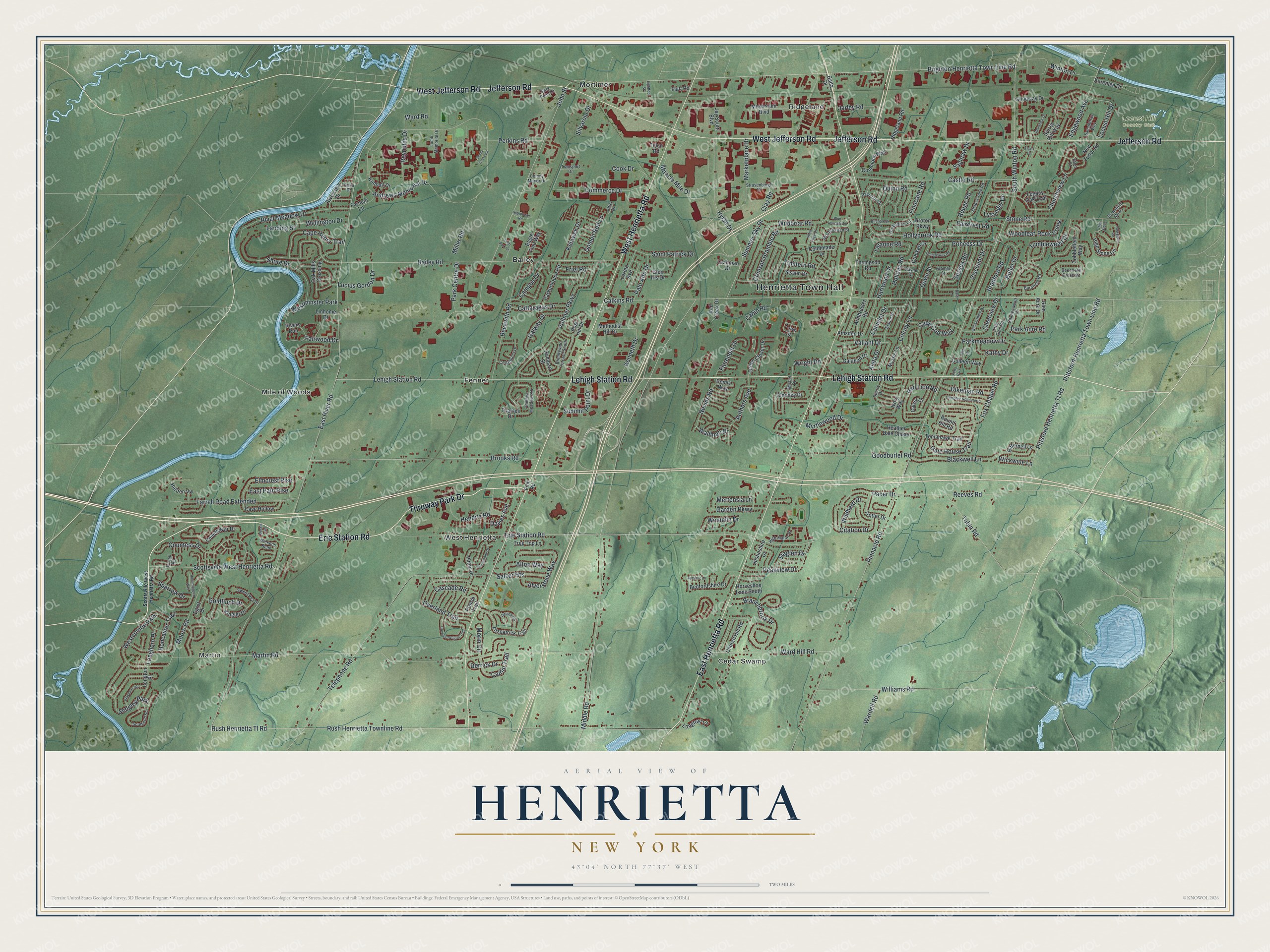 Watermarked full-map preview of Henrietta, New York