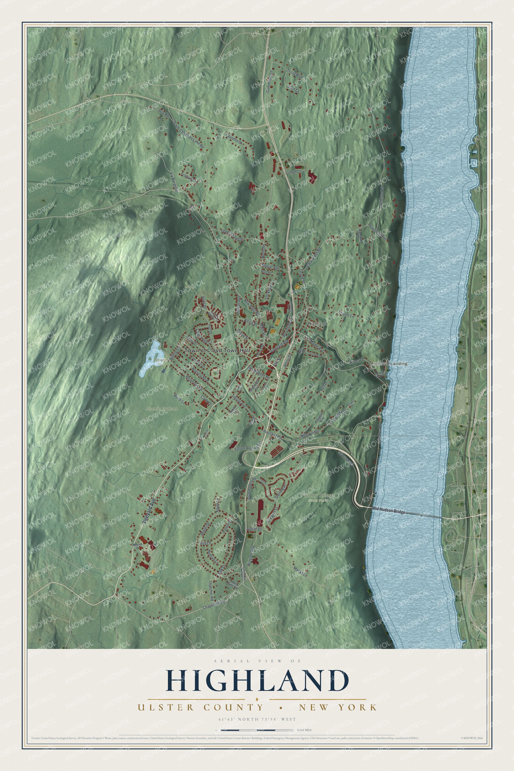 Watermarked full-map preview of Highland, New York
