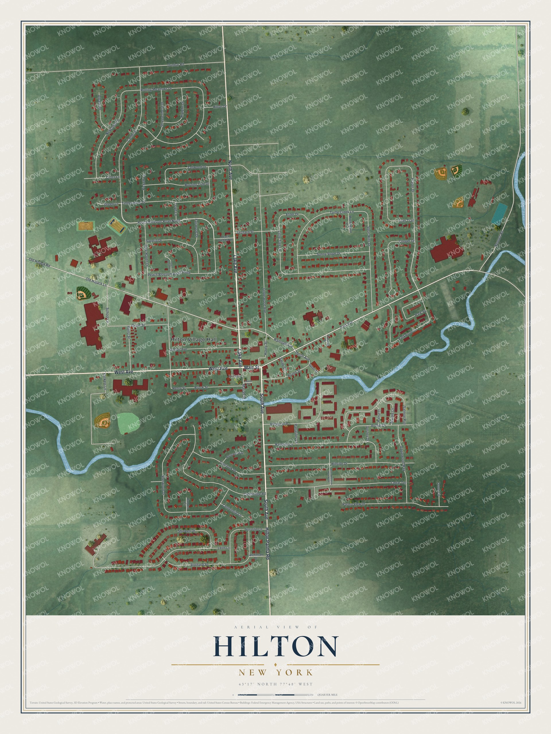 Watermarked full-map preview of Hilton, New York