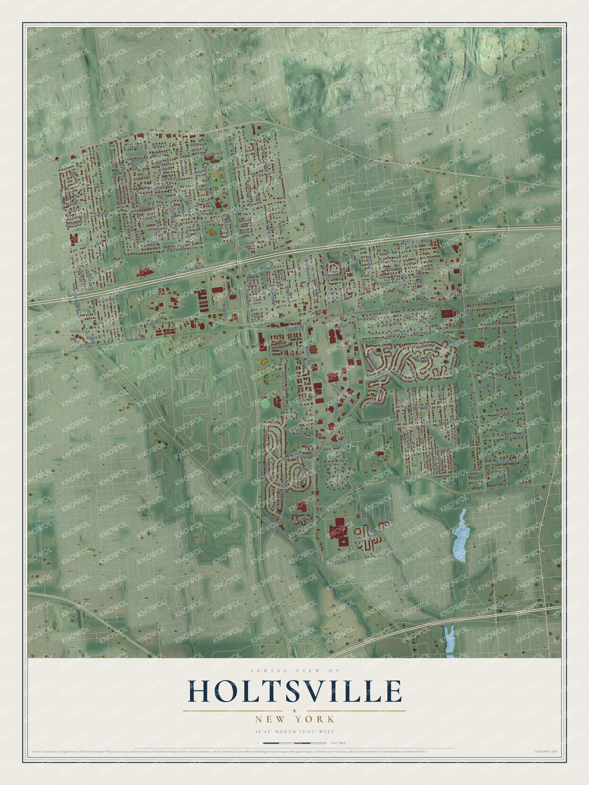 Watermarked full-map preview of Holtsville, New York