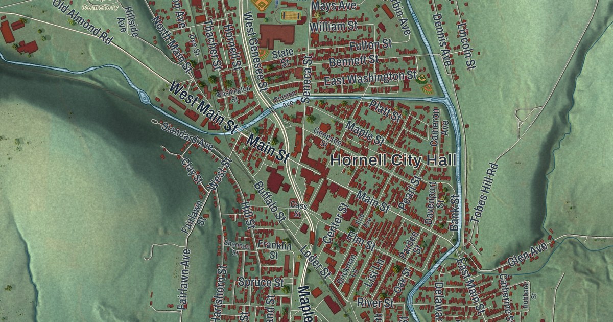 Map of Hornell, New York