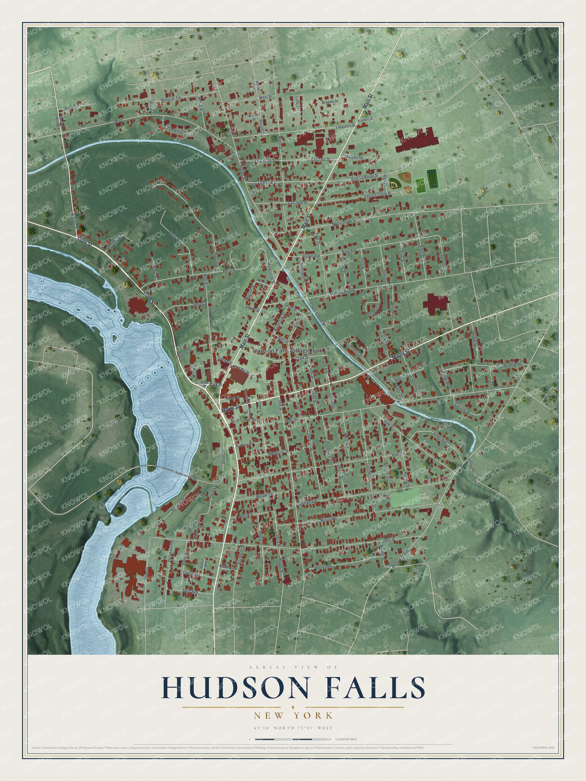 Watermarked full-map preview of Hudson Falls, New York