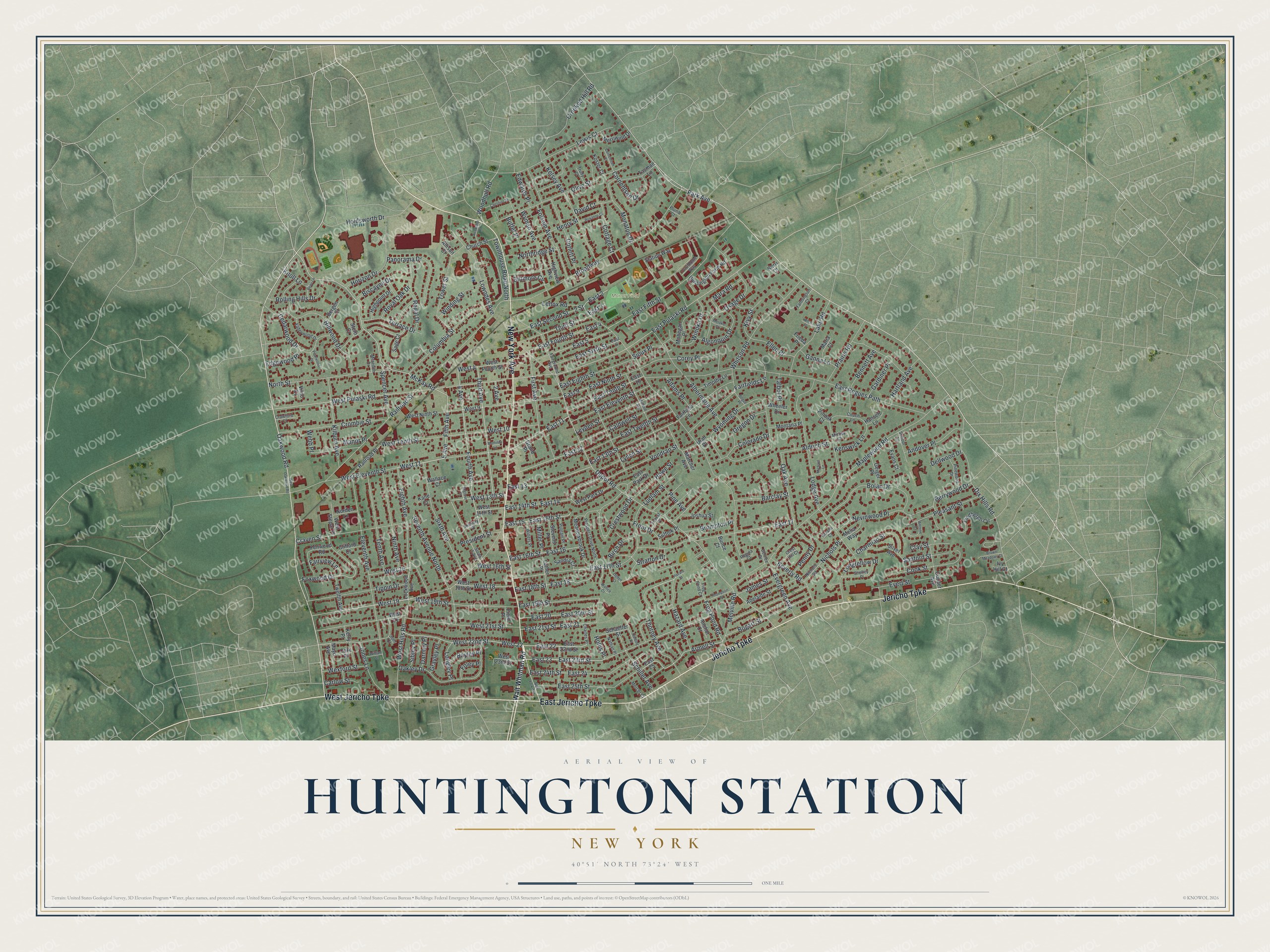 Watermarked full-map preview of Huntington Station, New York