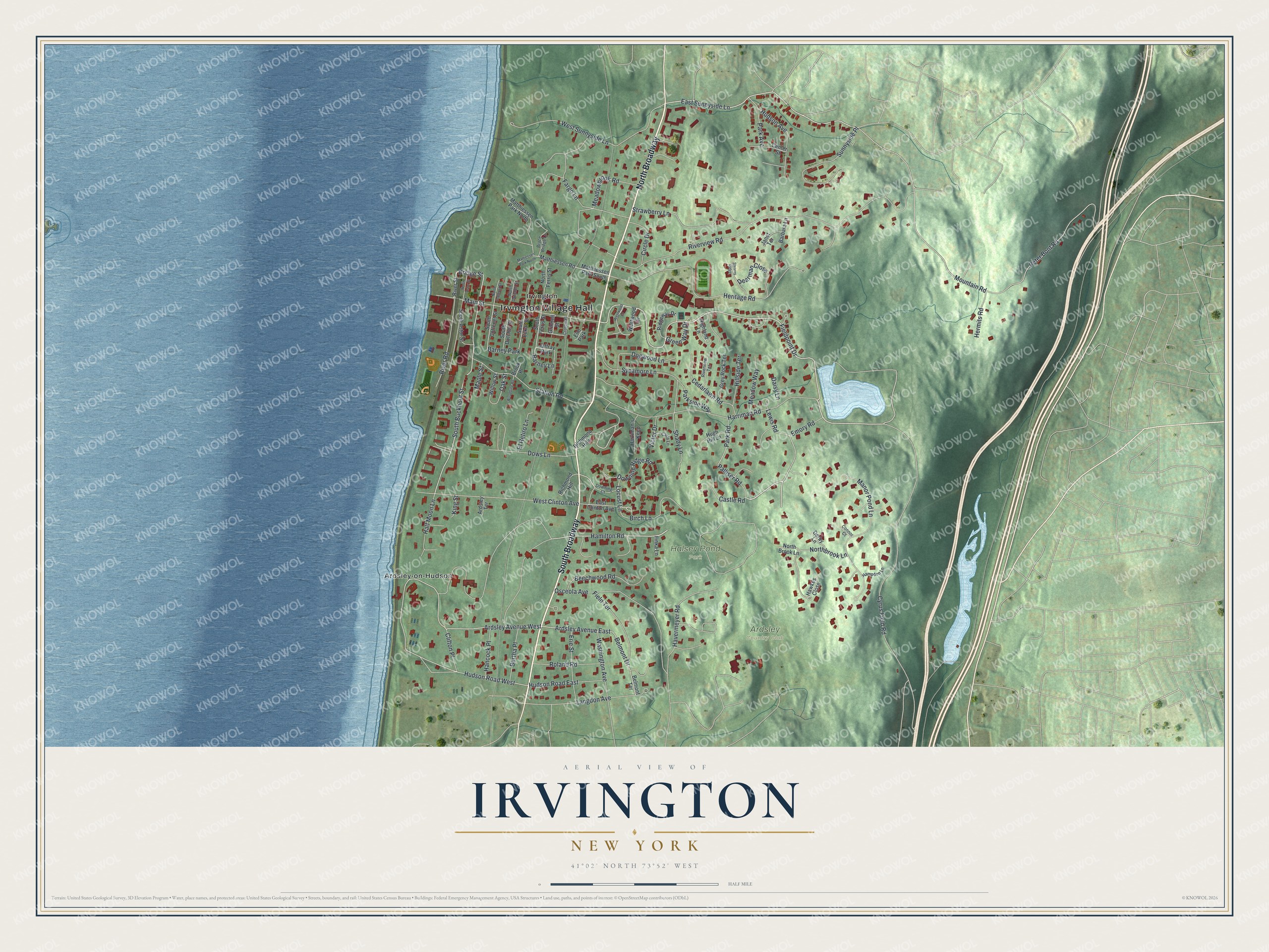 Watermarked full-map preview of Irvington, New York
