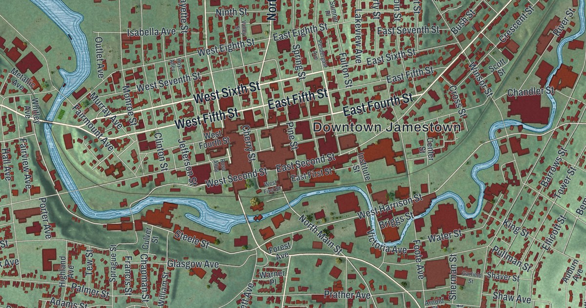 Map of Jamestown, New York