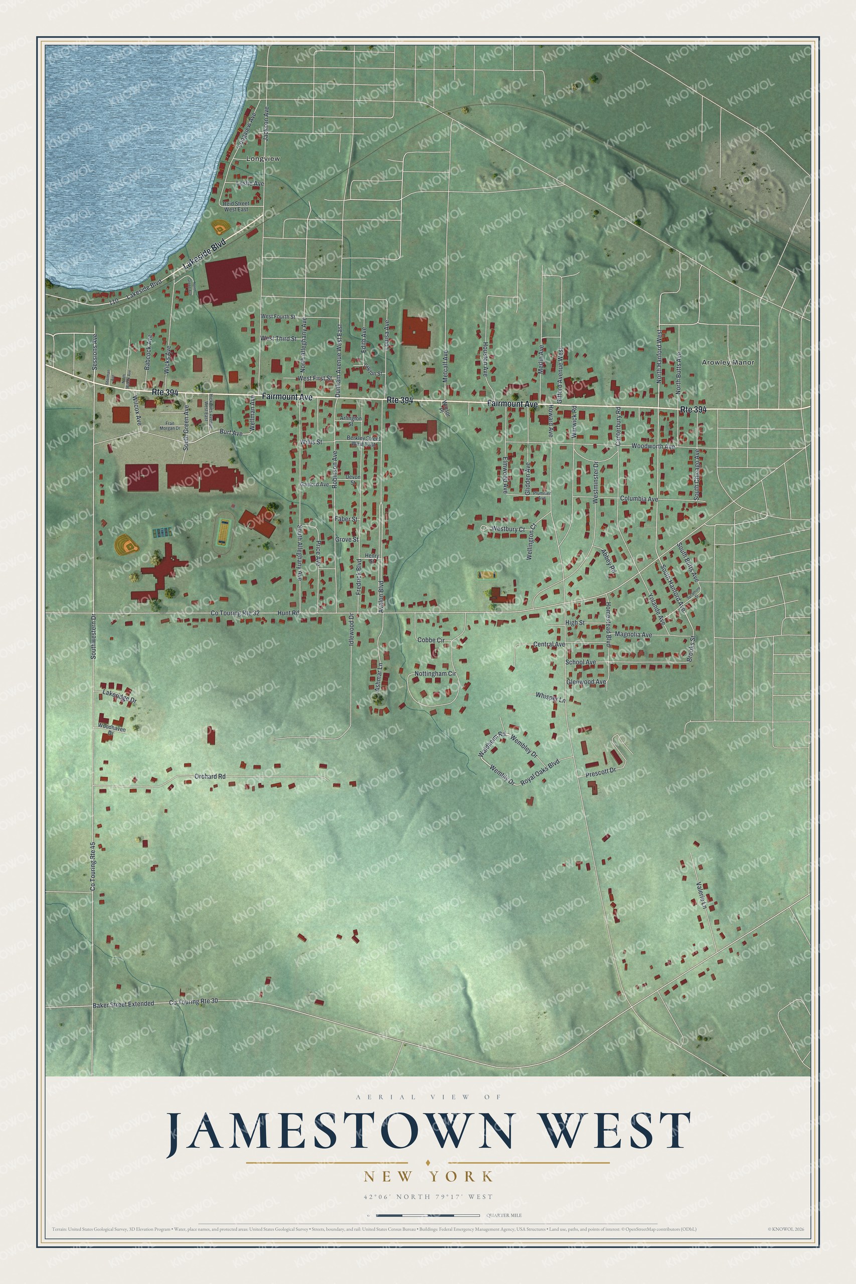 Watermarked full-map preview of Jamestown West, New York