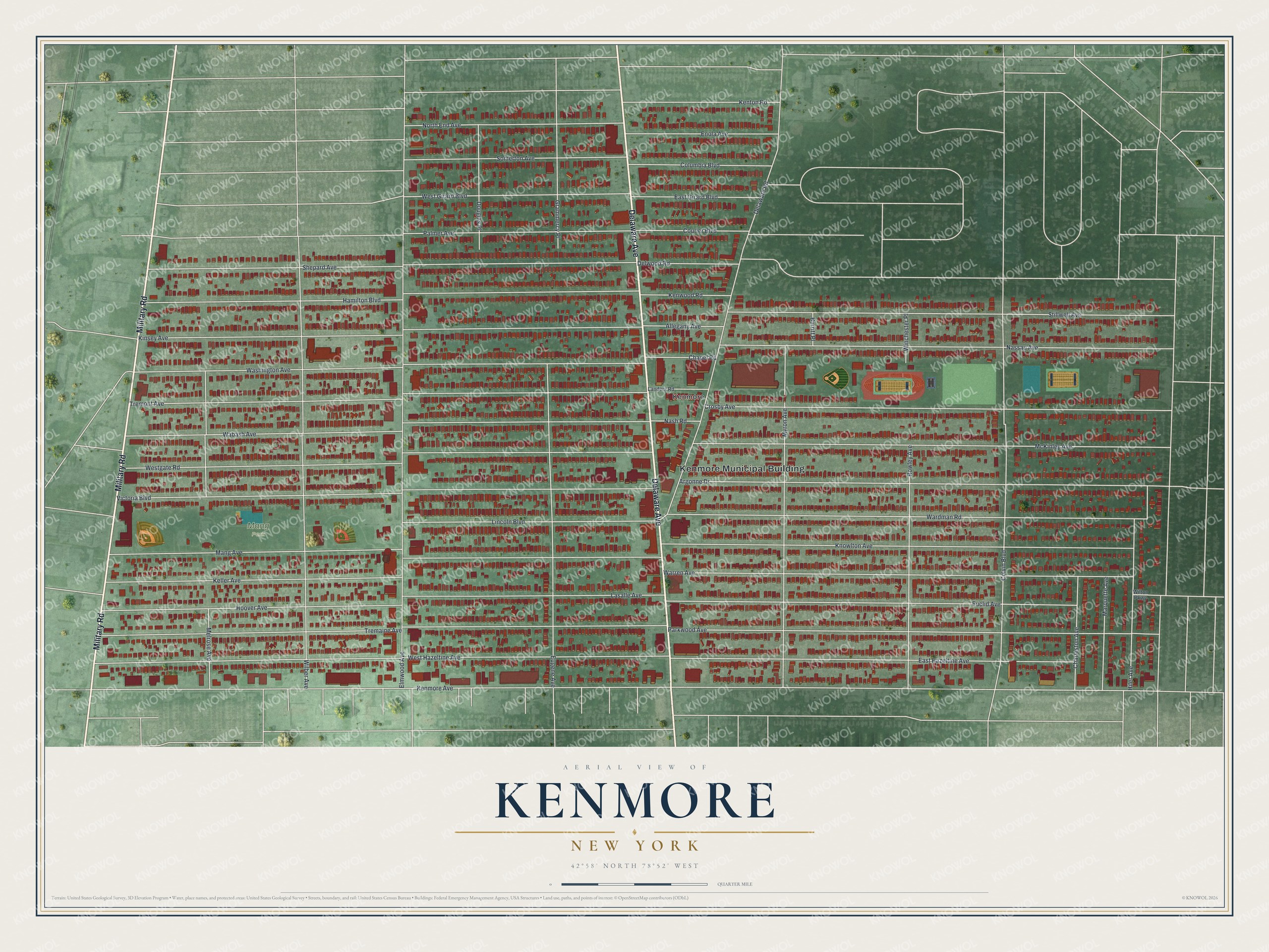 Watermarked full-map preview of Kenmore, New York