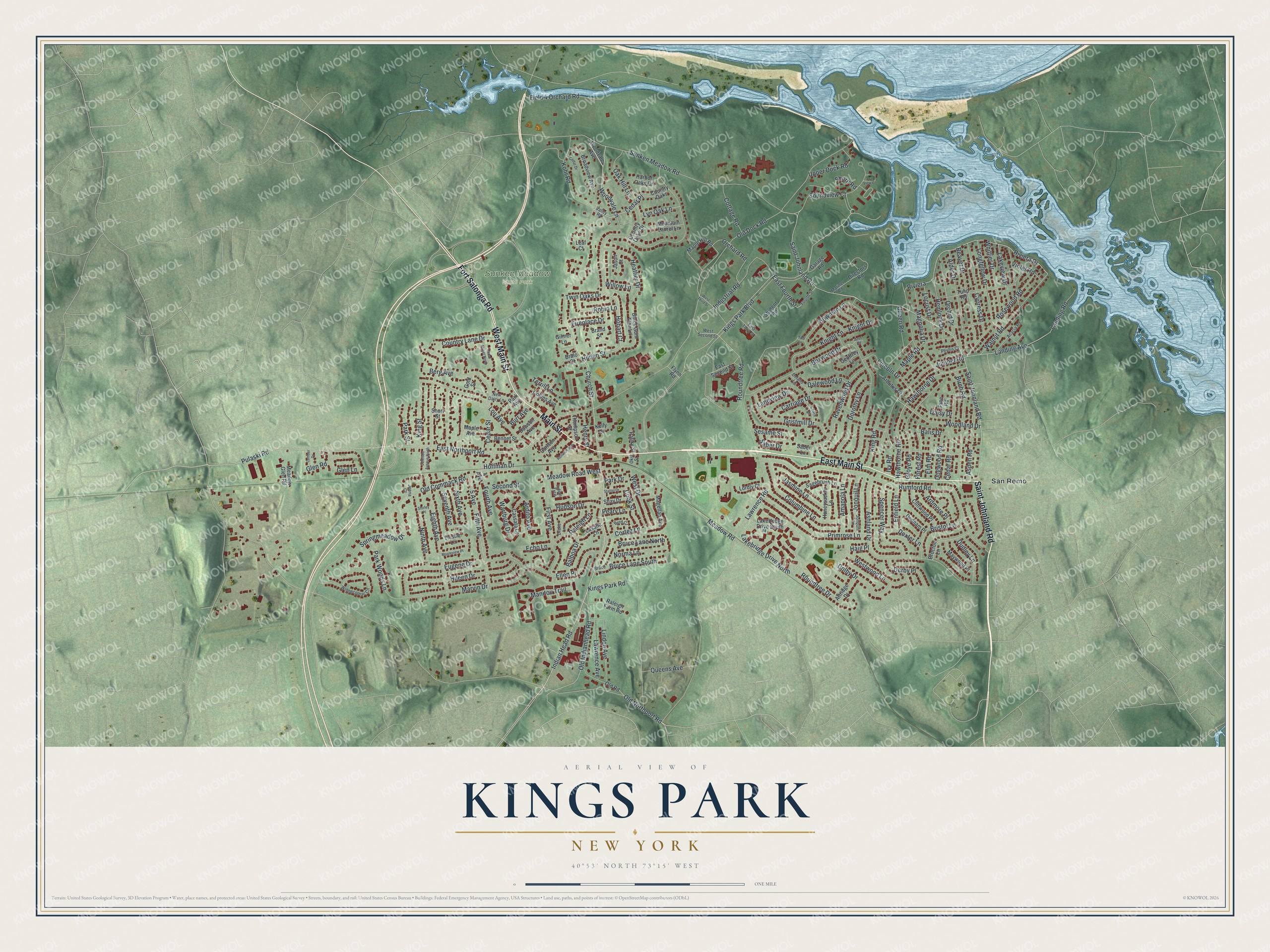 Watermarked full-map preview of Kings Park, New York