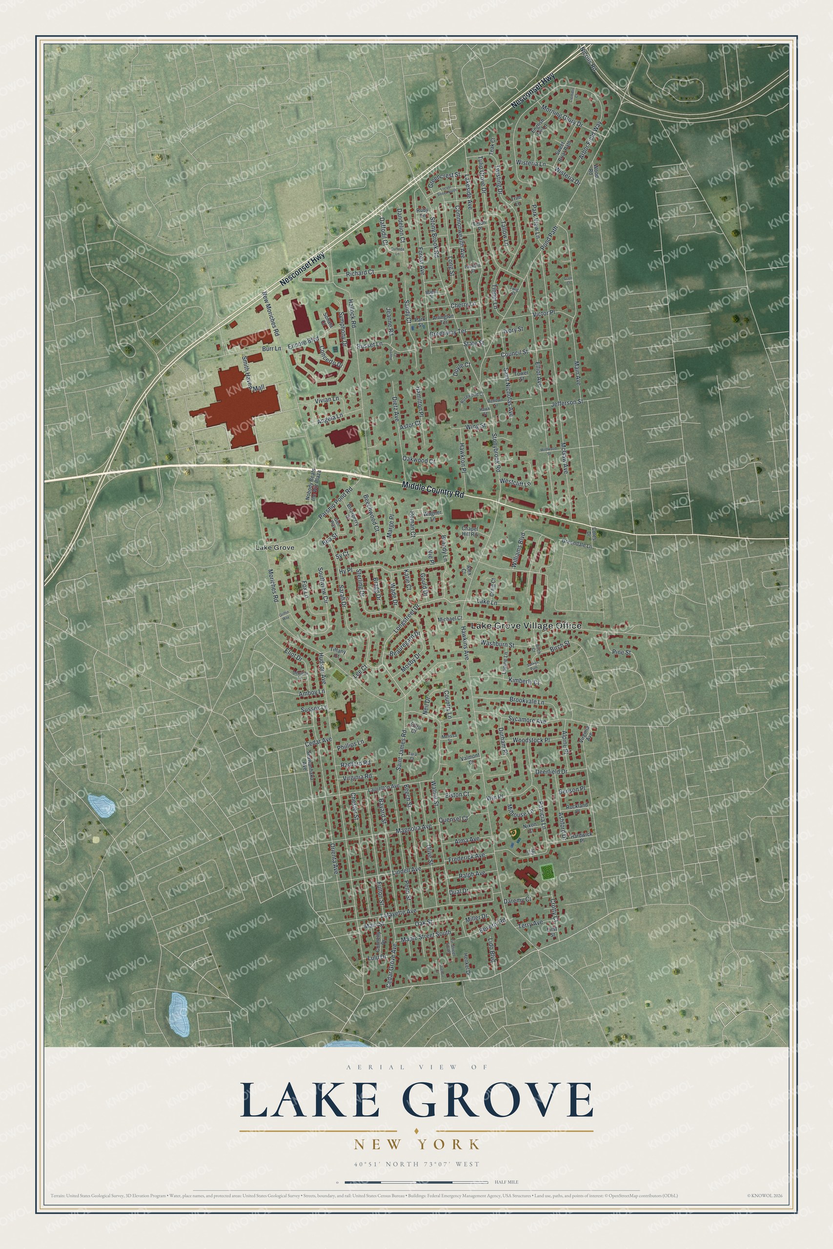 Watermarked full-map preview of Lake Grove, New York