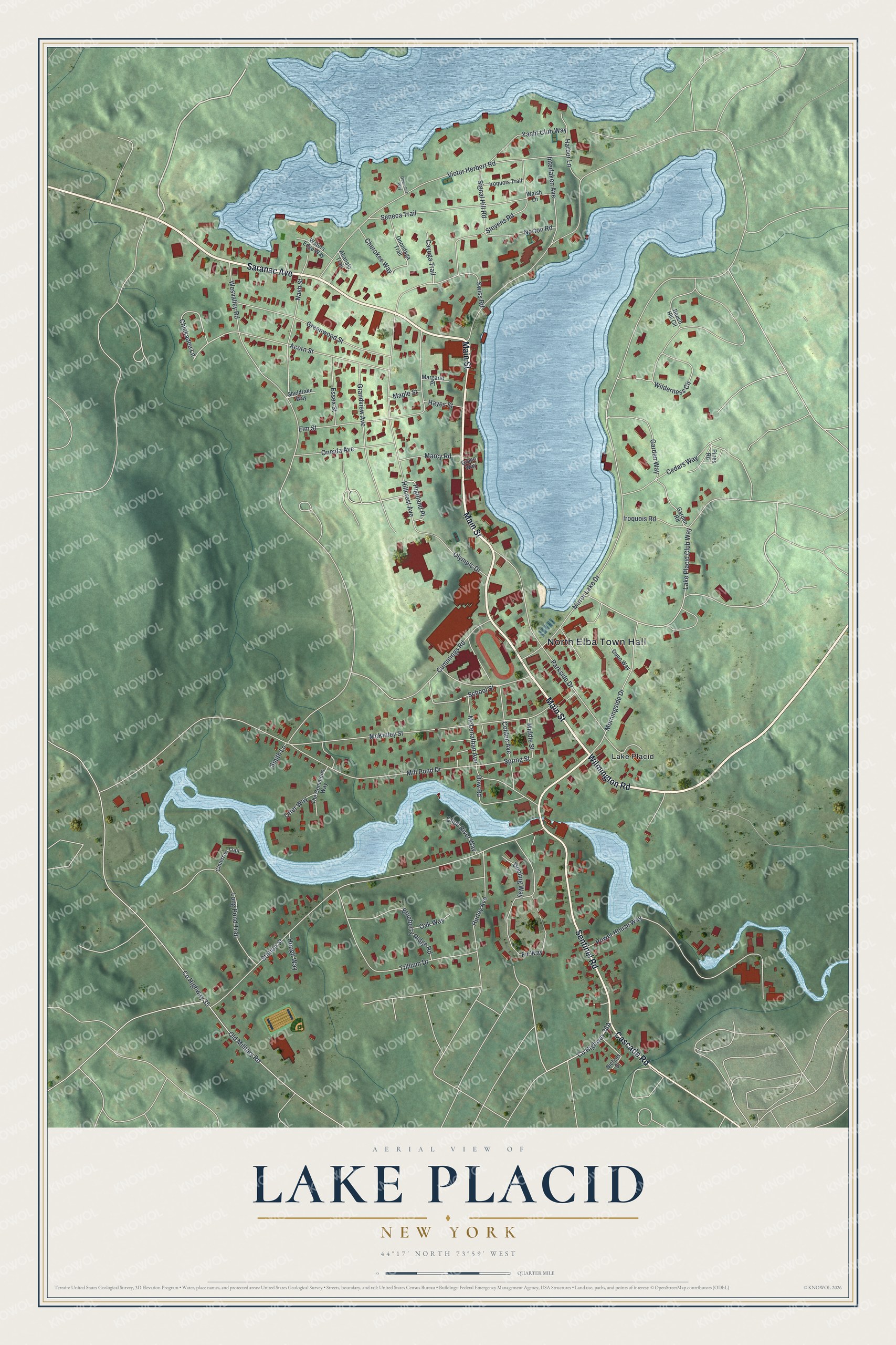 Watermarked full-map preview of Lake Placid, New York