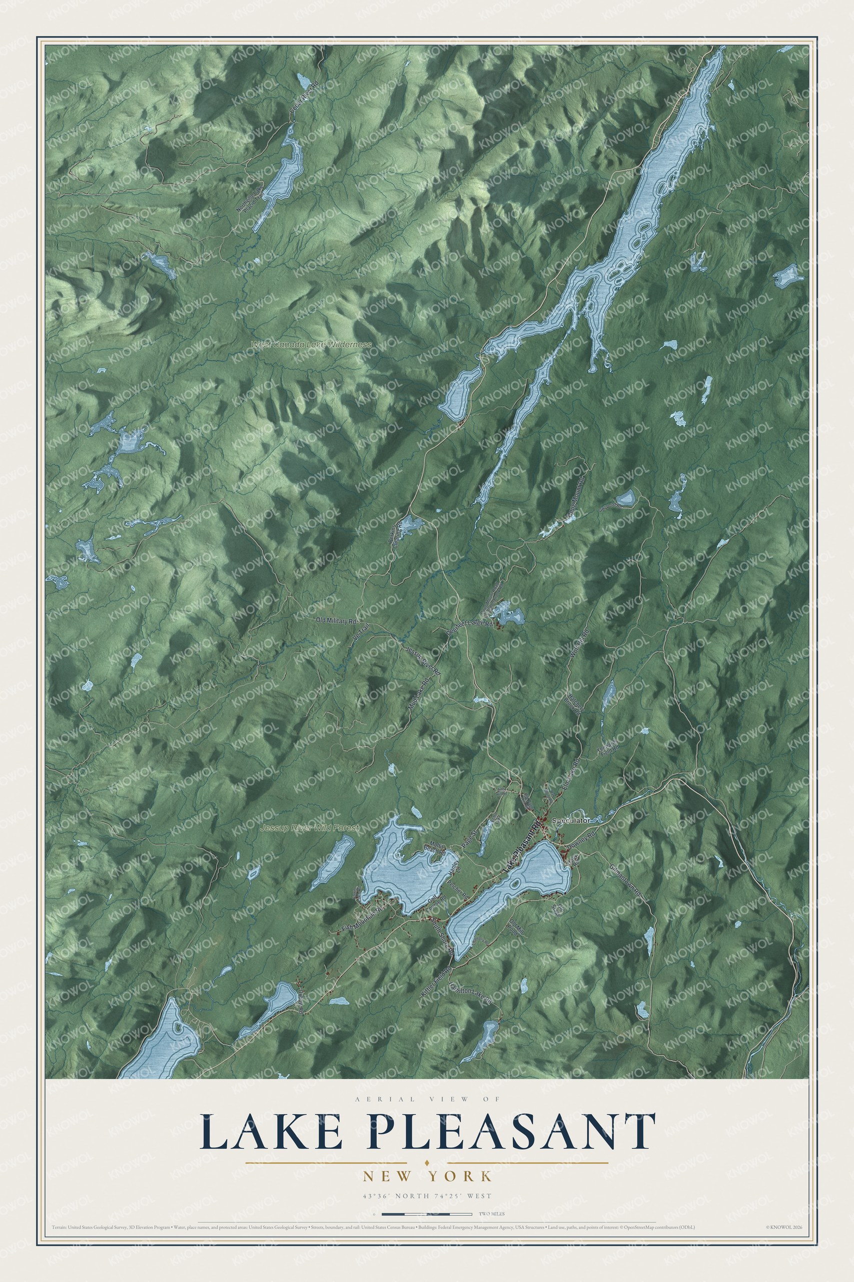Watermarked full-map preview of Lake Pleasant, New York