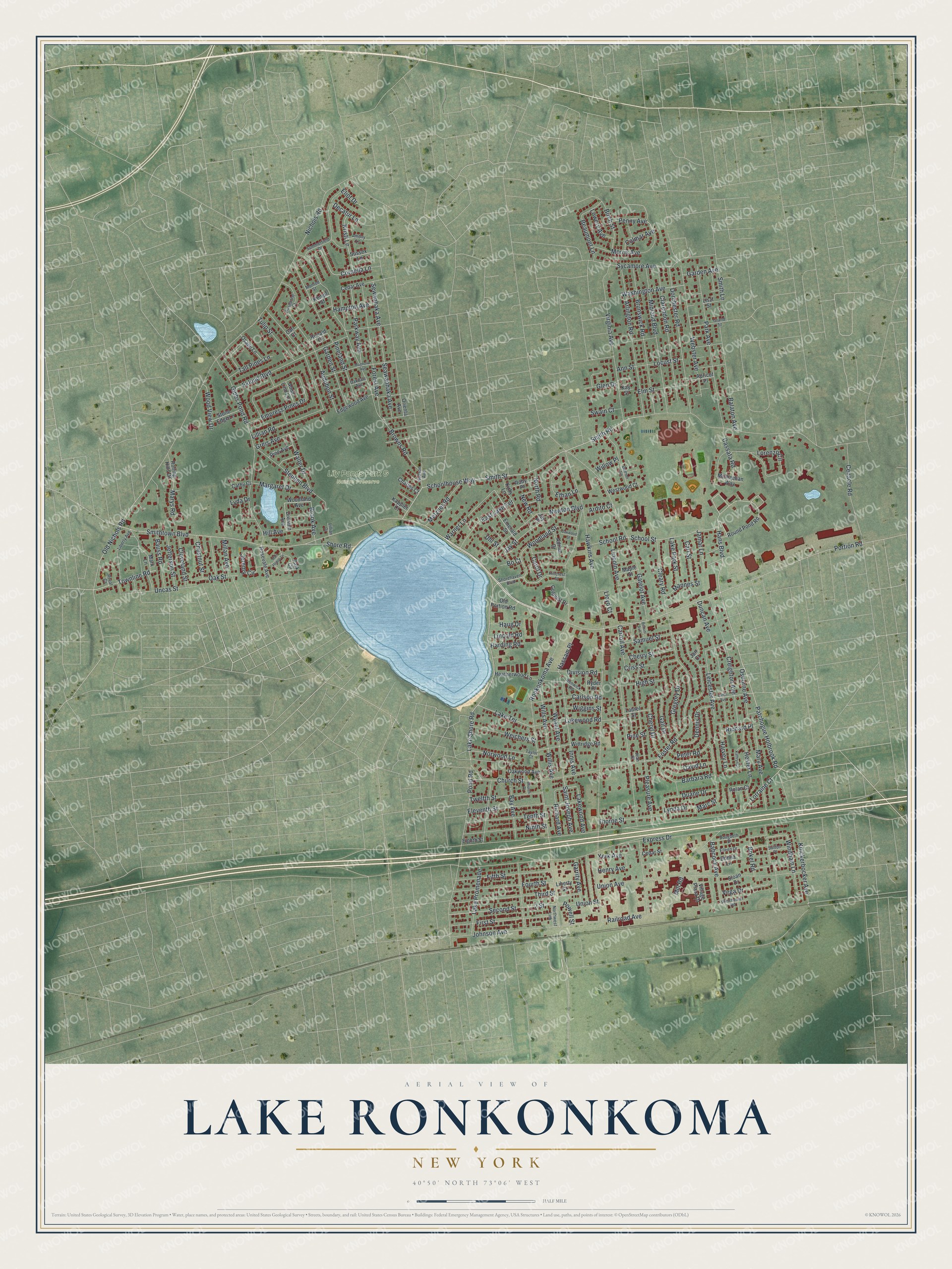 Watermarked full-map preview of Lake Ronkonkoma, New York