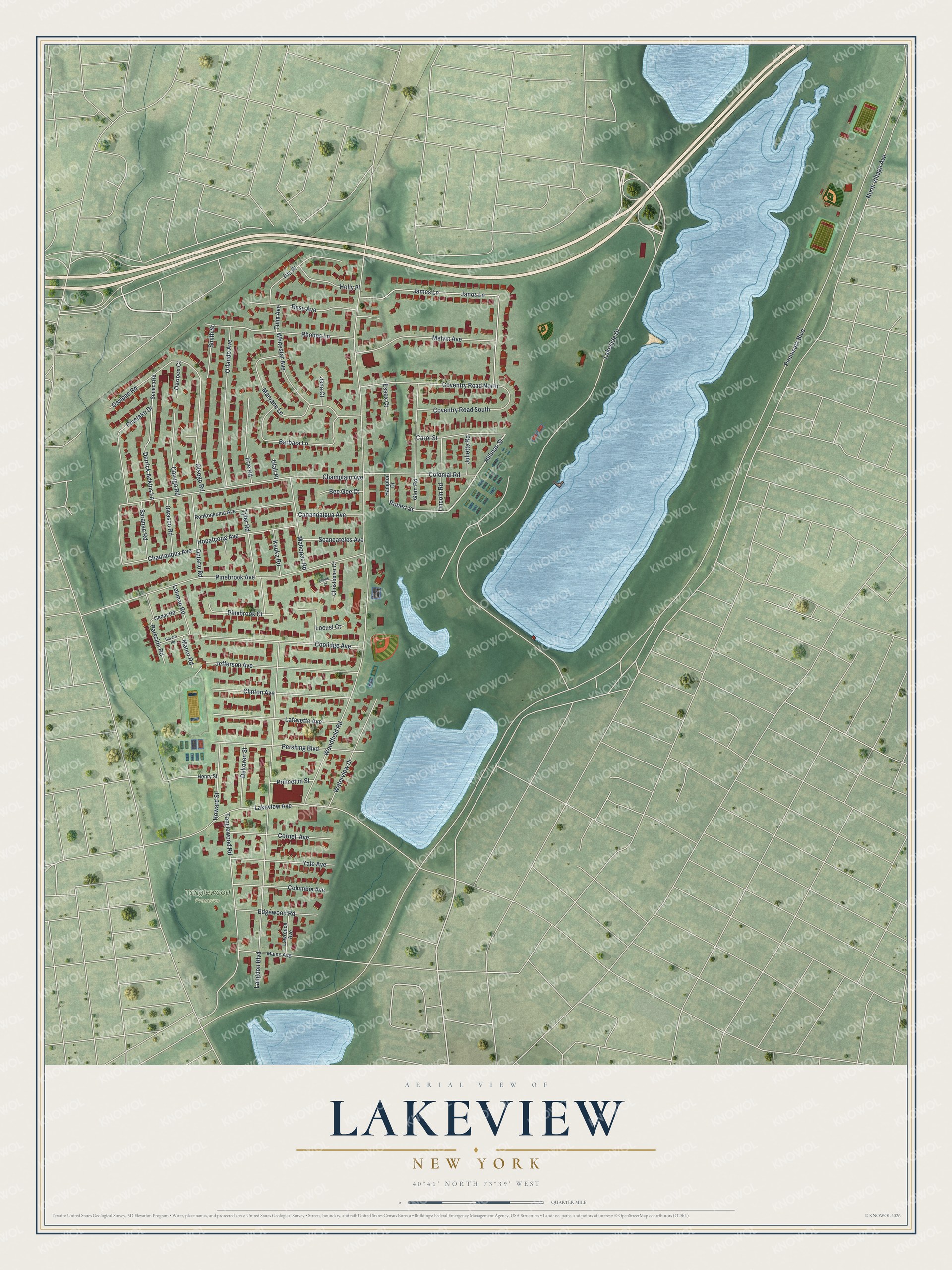 Watermarked full-map preview of Lakeview, New York
