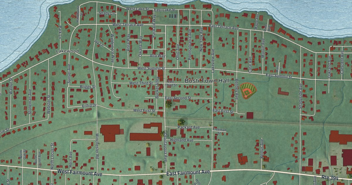 Map of Lakewood, New York
