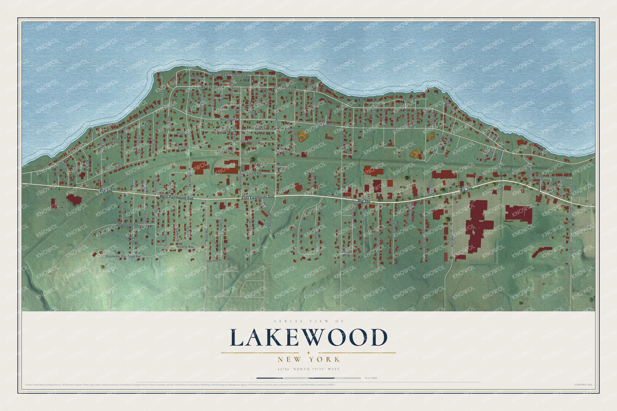 Watermarked full-map preview of Lakewood, New York