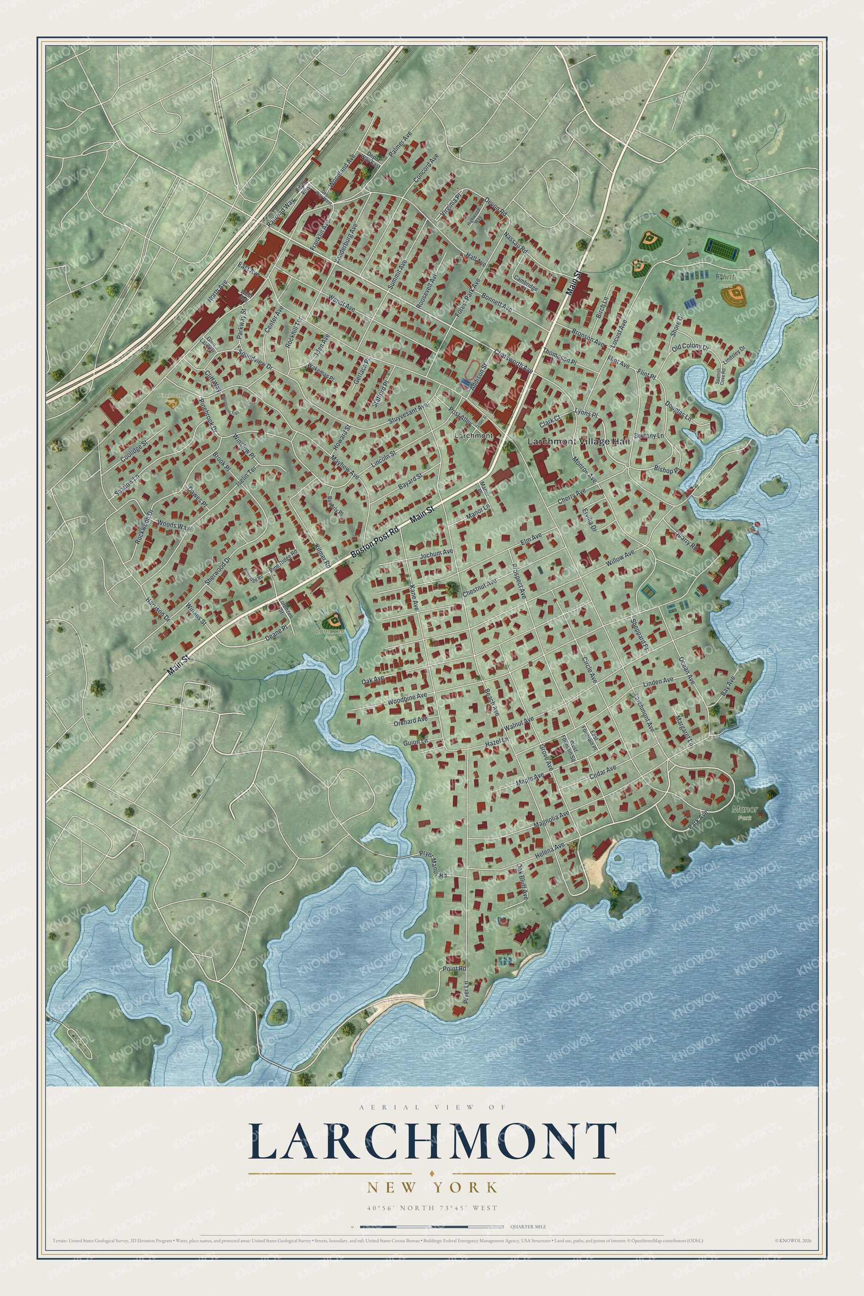 Watermarked full-map preview of Larchmont, New York