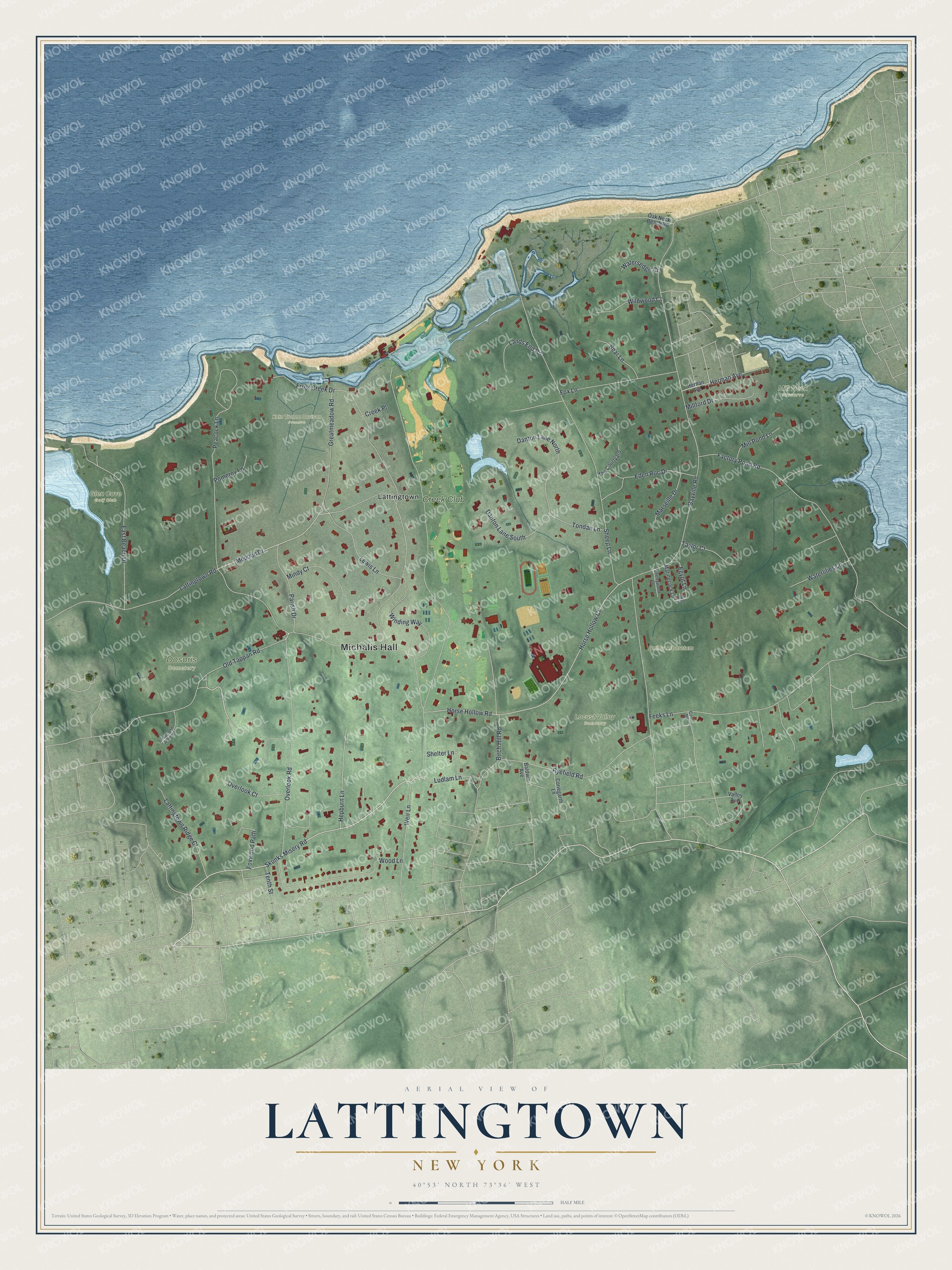 Watermarked full-map preview of Lattingtown, New York
