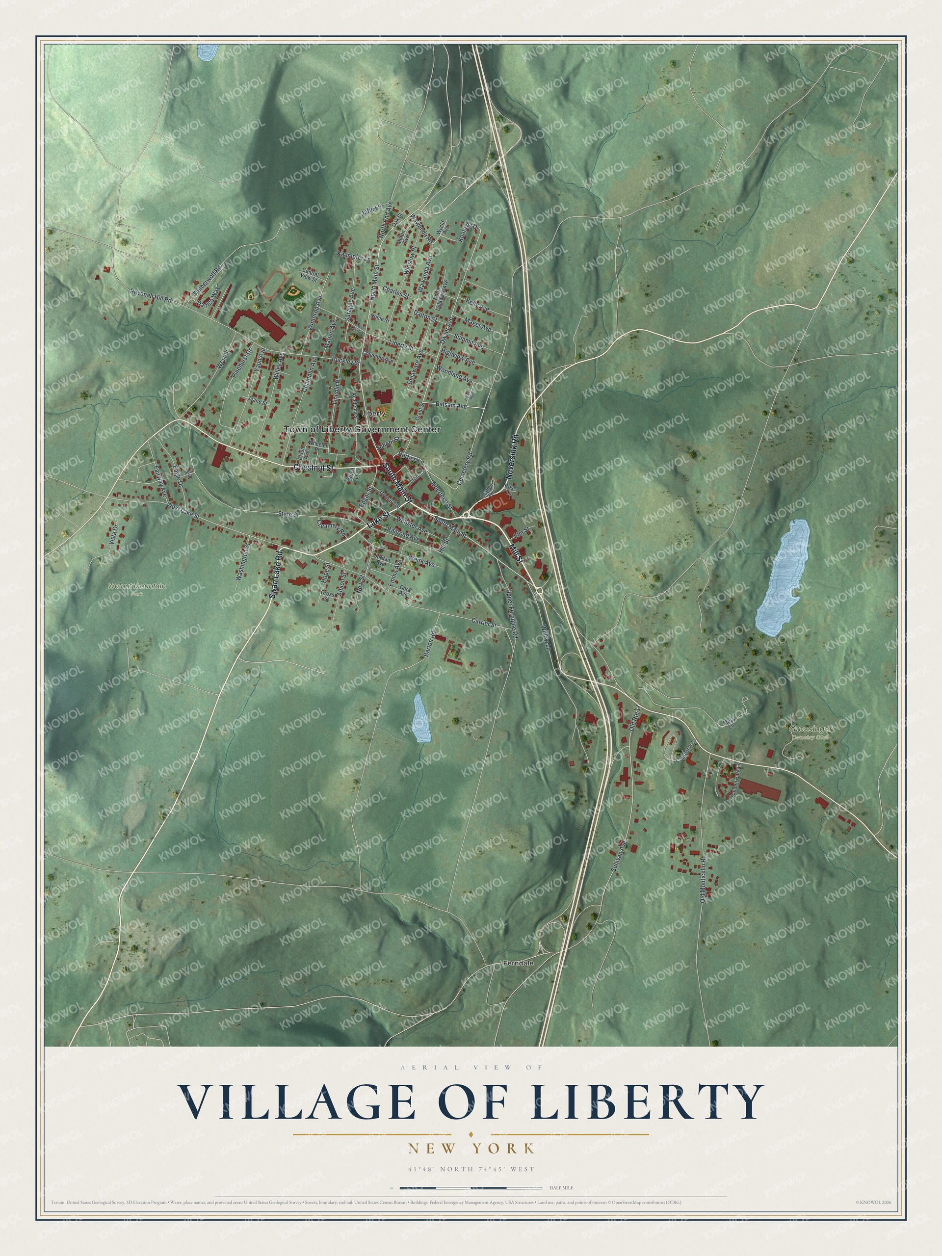Watermarked full-map preview of Liberty, New York