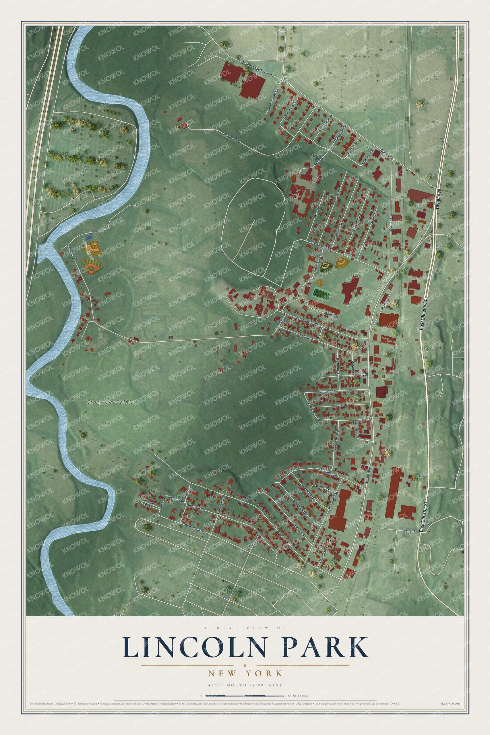 Watermarked full-map preview of Lincoln Park, New York