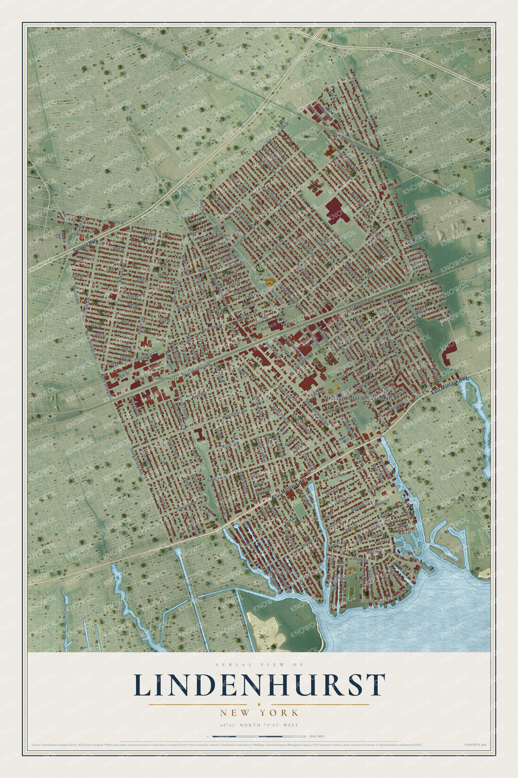 Watermarked full-map preview of Lindenhurst, New York