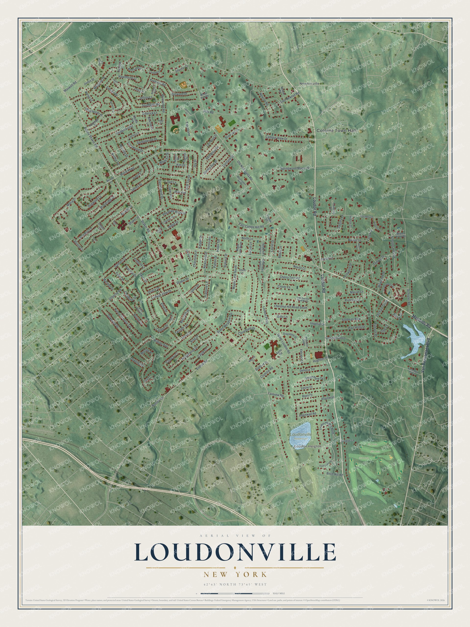 Watermarked full-map preview of Loudonville, New York