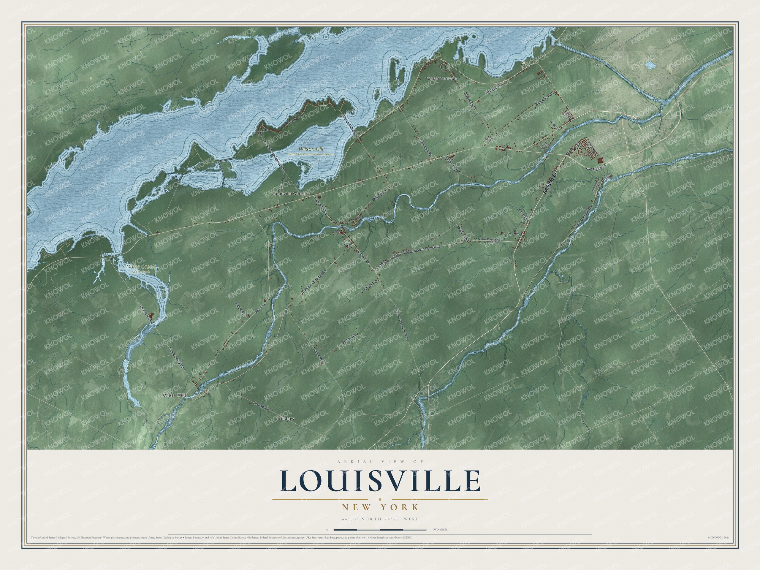 Watermarked full-map preview of Louisville, New York