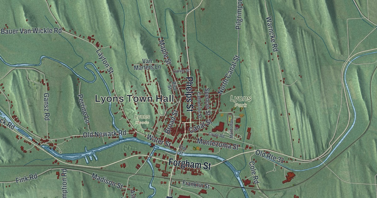 Map of Lyons, New York