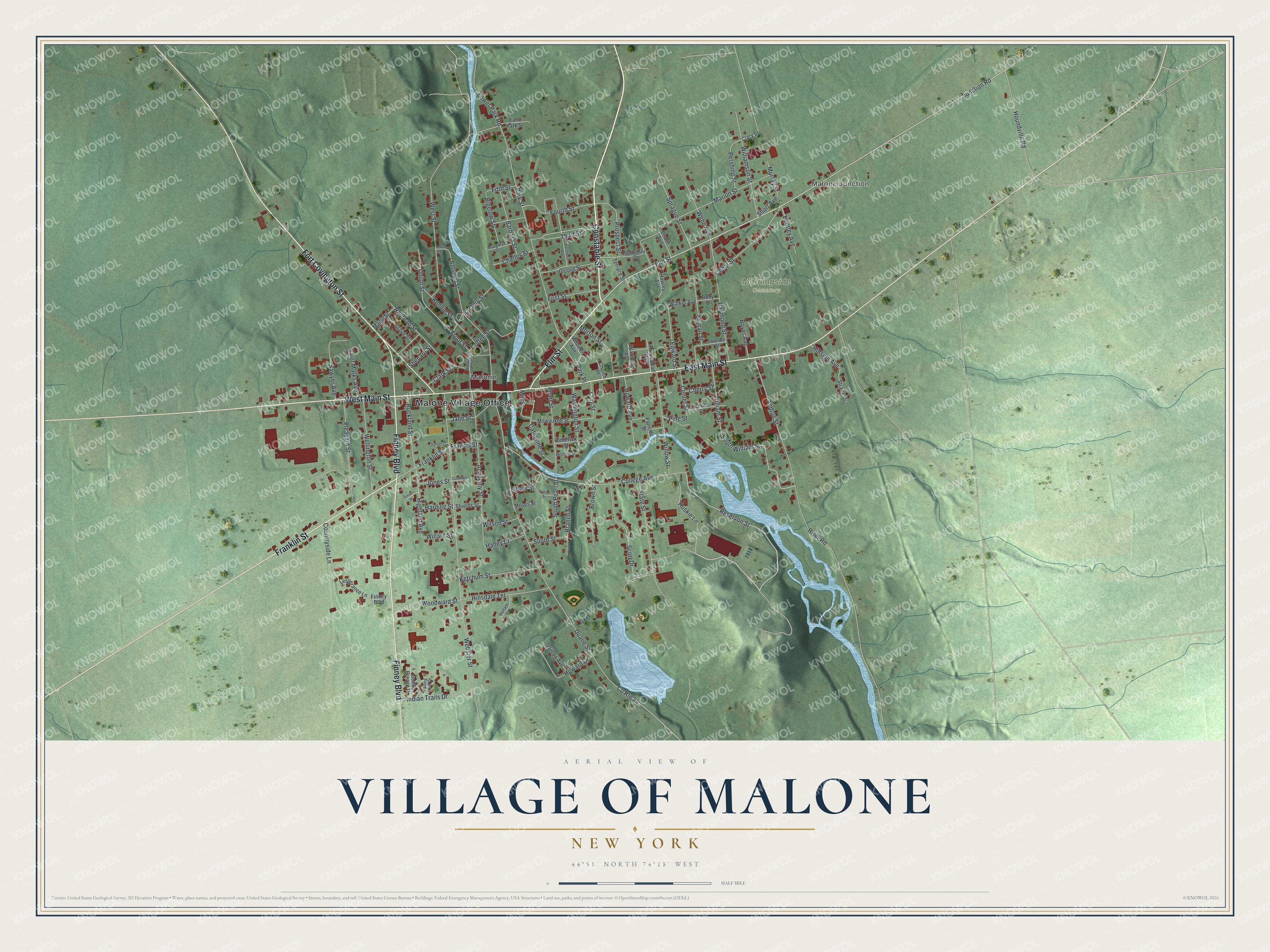 Watermarked full-map preview of Malone, New York