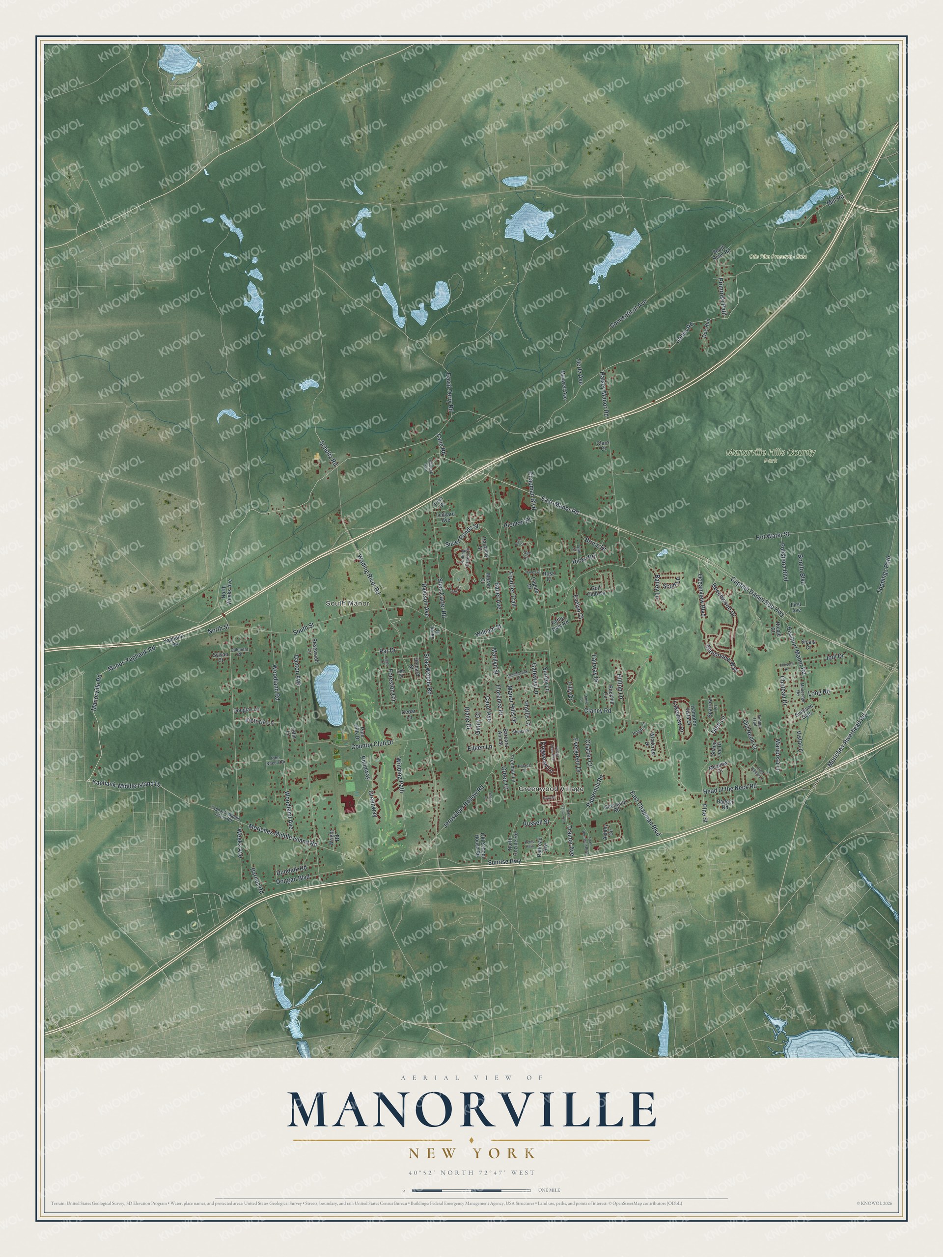Watermarked full-map preview of Manorville, New York