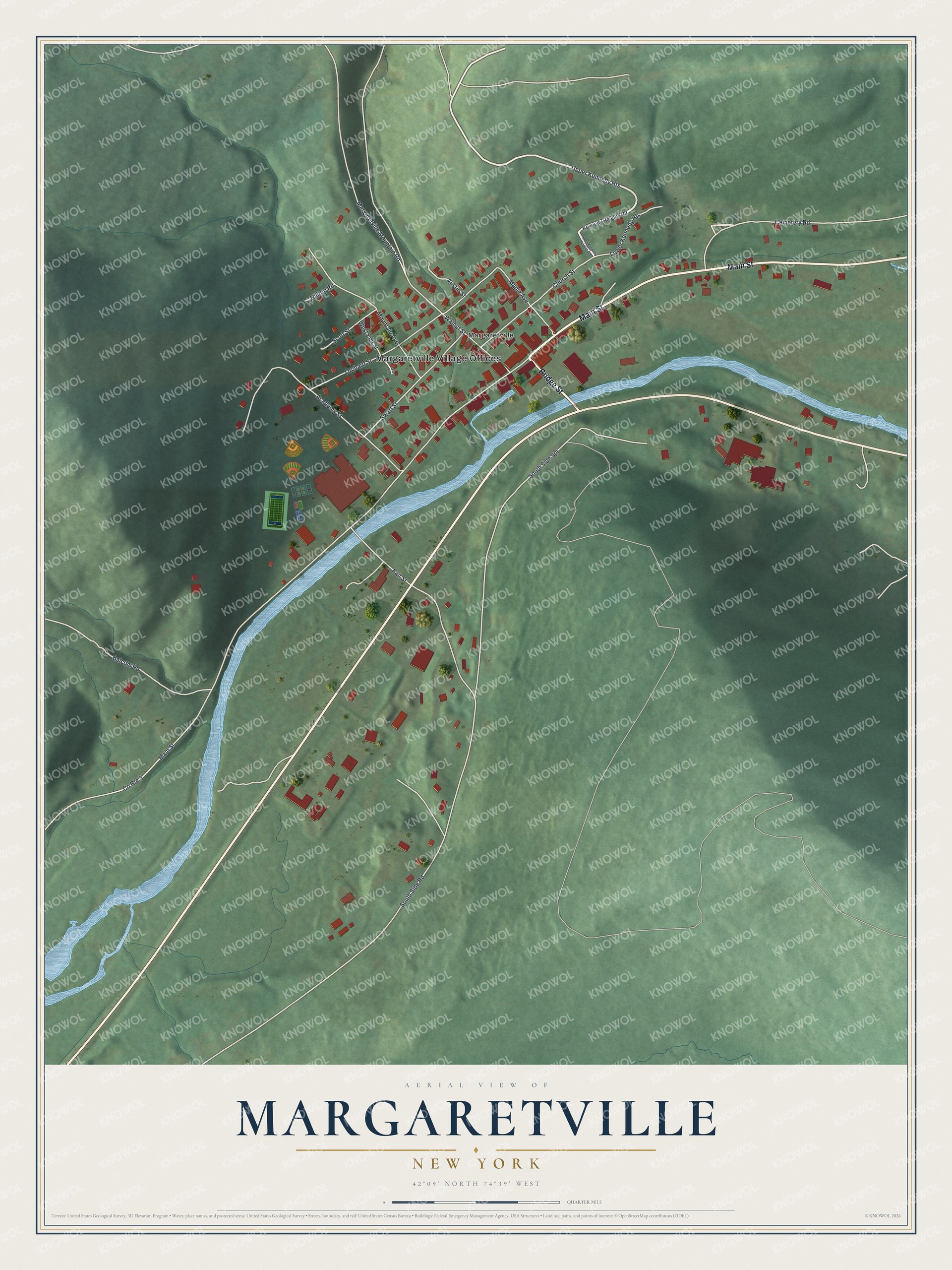 Watermarked full-map preview of Margaretville, New York