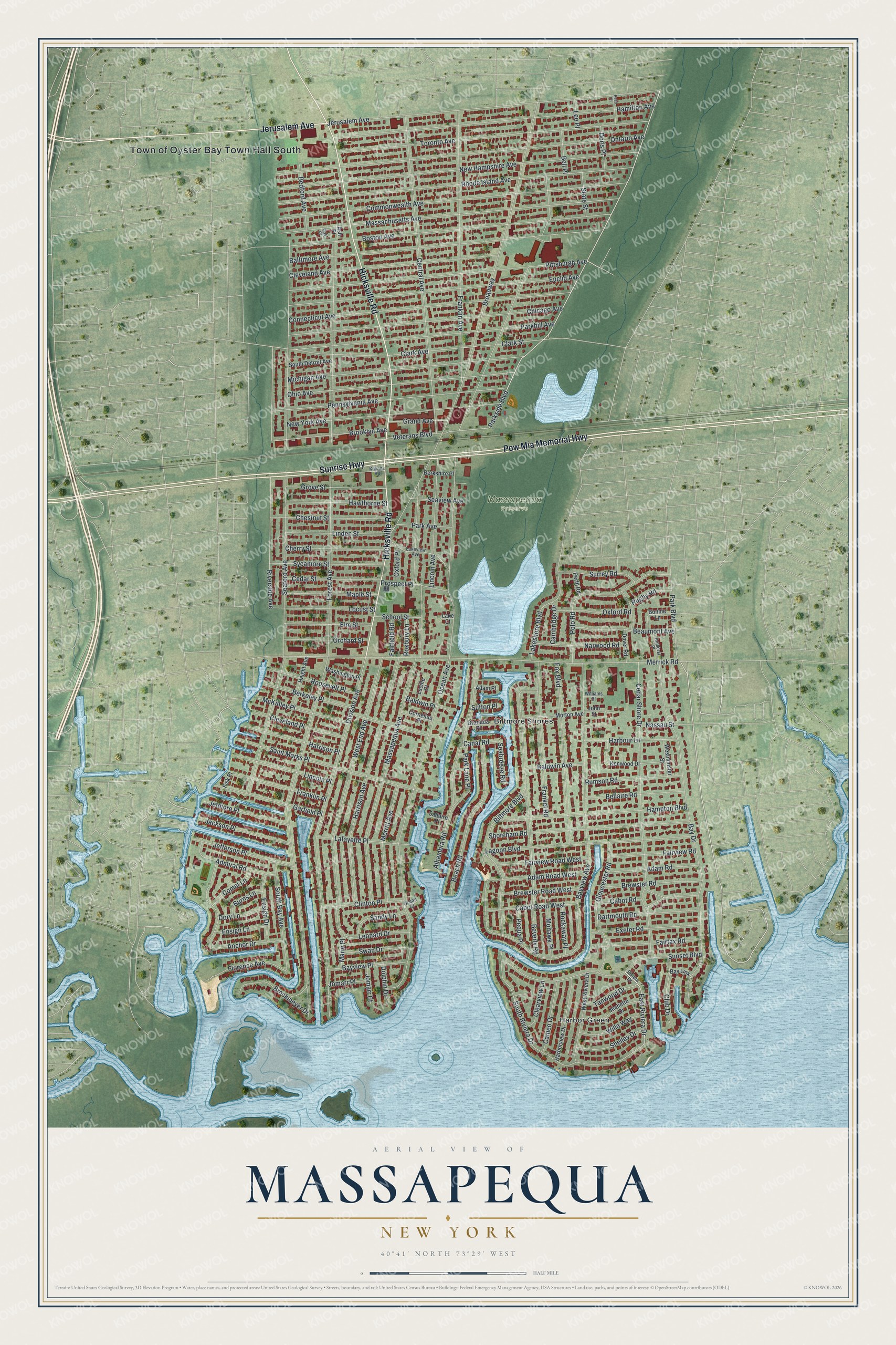 Watermarked full-map preview of Massapequa, New York