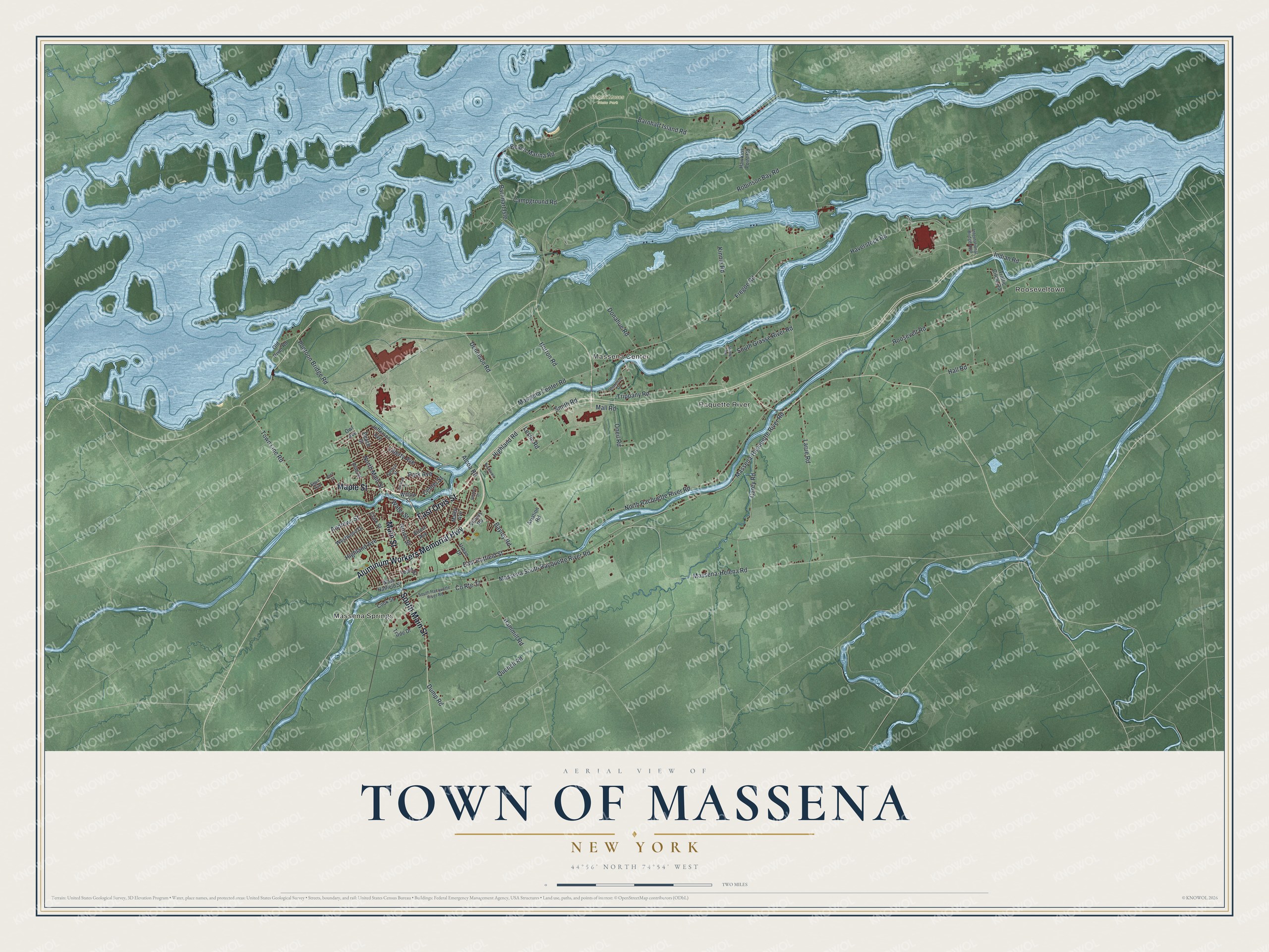Watermarked full-map preview of Massena, New York