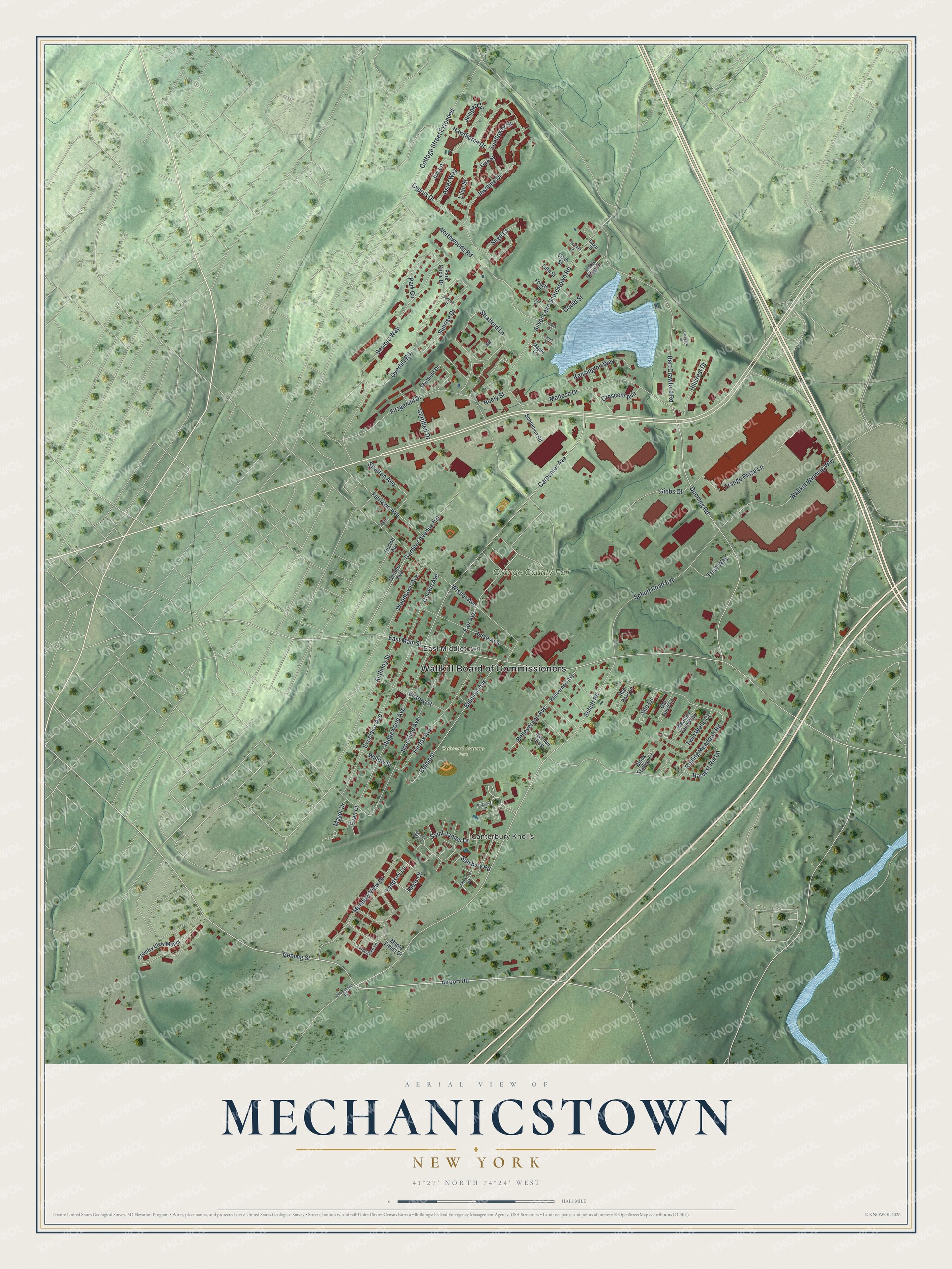 Watermarked full-map preview of Mechanicstown, New York