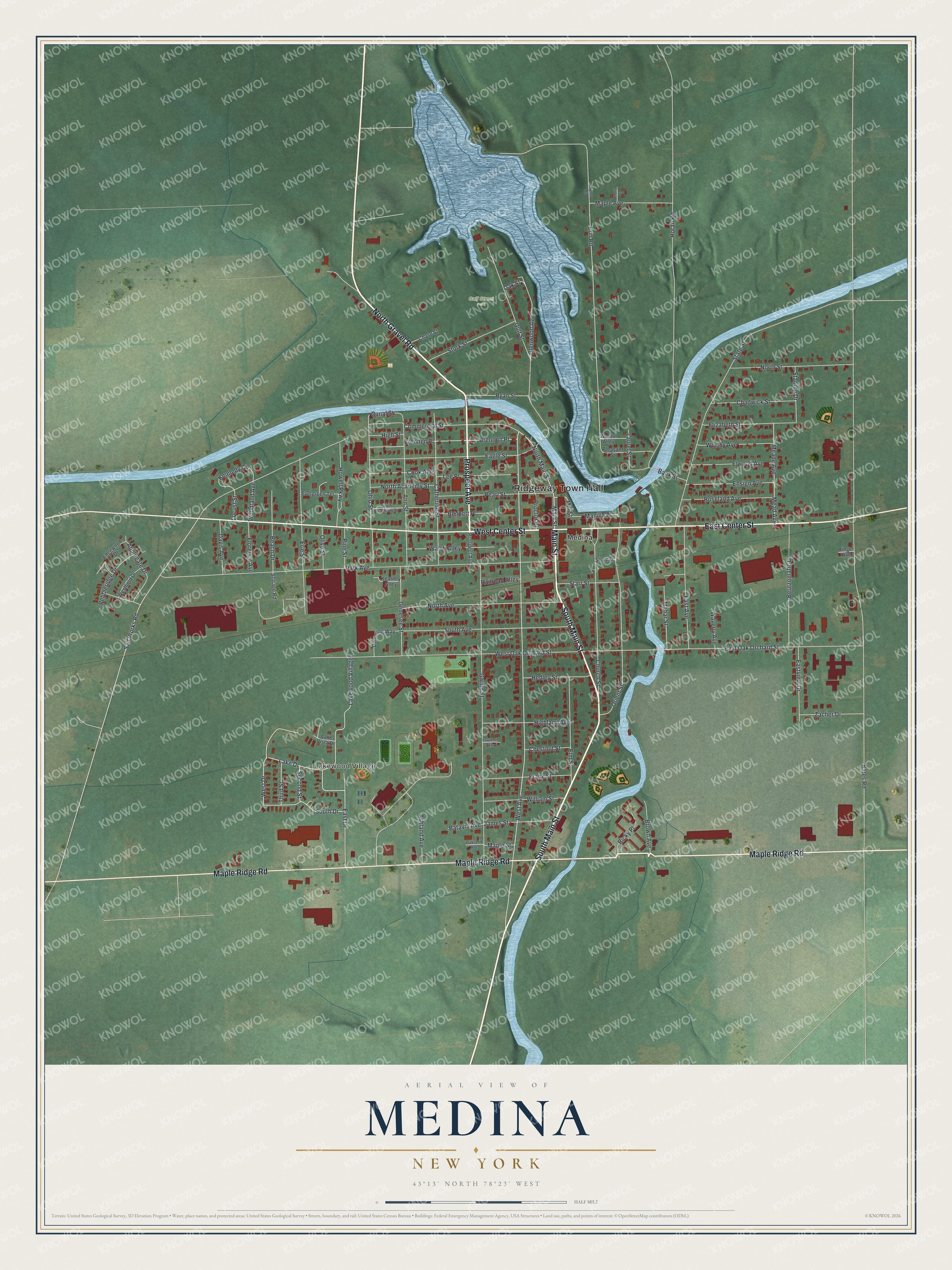 Watermarked full-map preview of Medina, New York