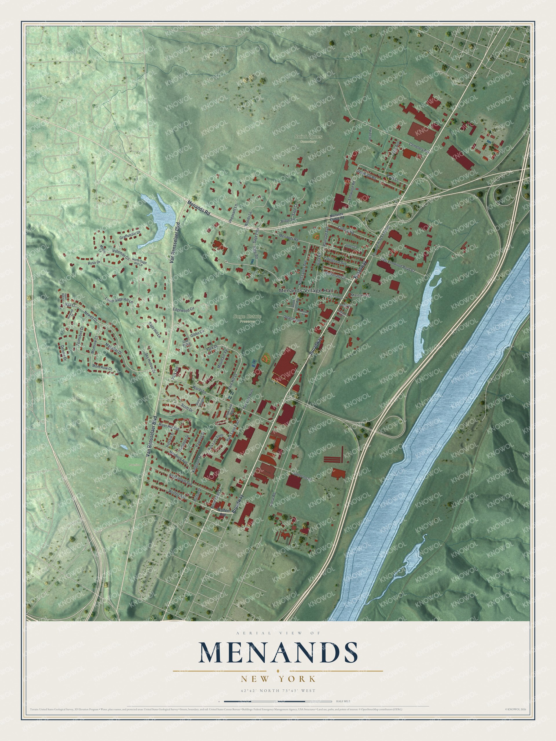Watermarked full-map preview of Menands, New York