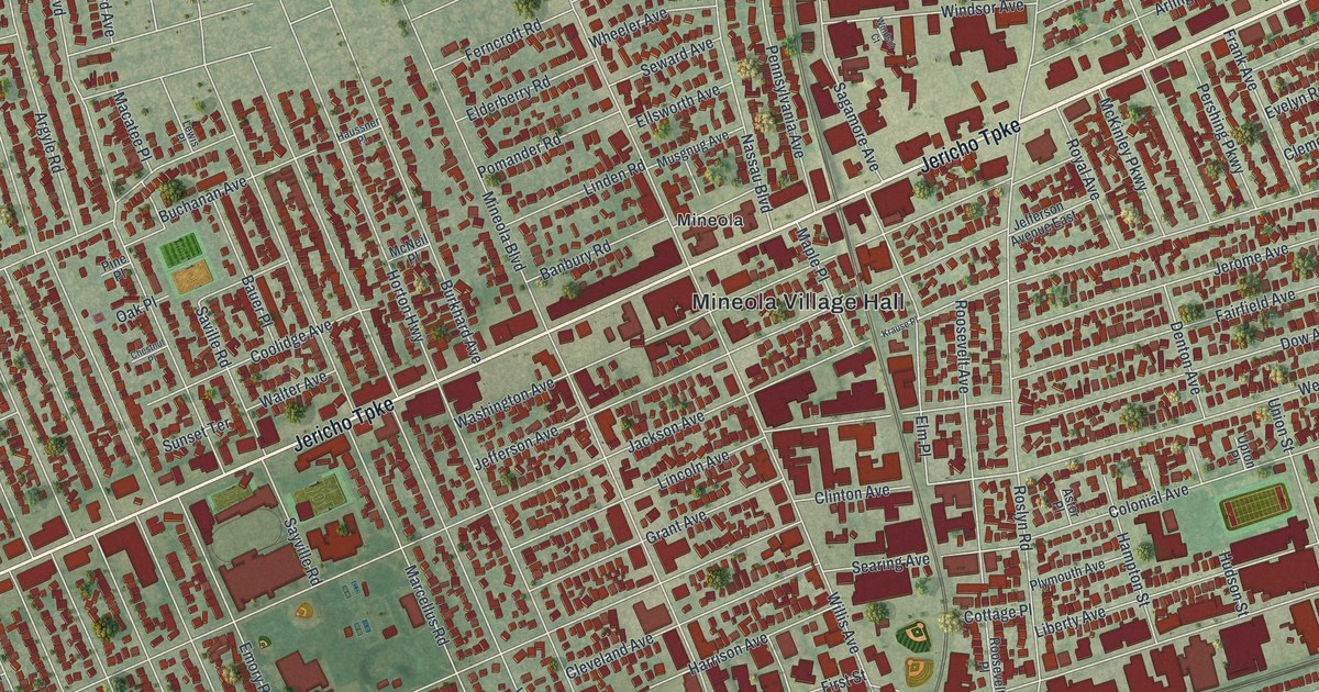 Map of Mineola, New York