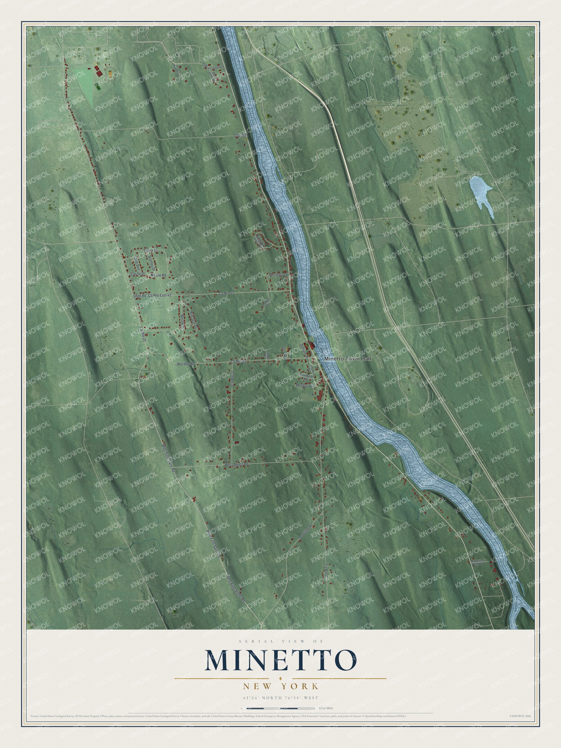 Watermarked full-map preview of Minetto, New York