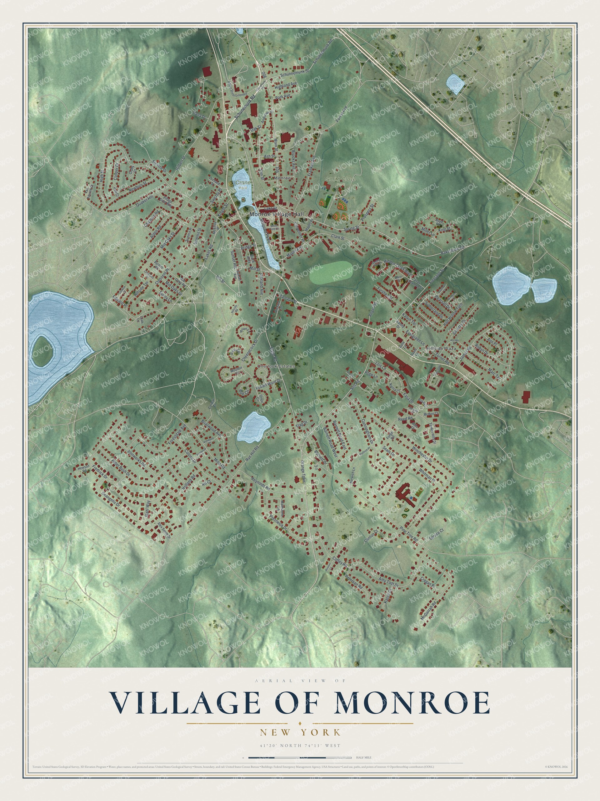 Watermarked full-map preview of Monroe, New York