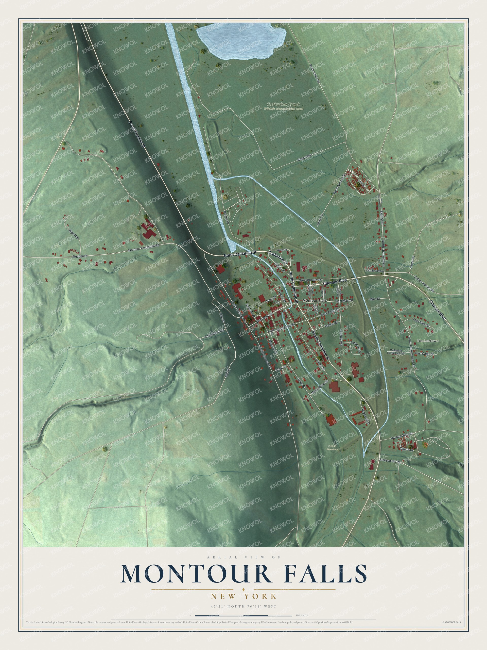 Watermarked full-map preview of Montour Falls, New York