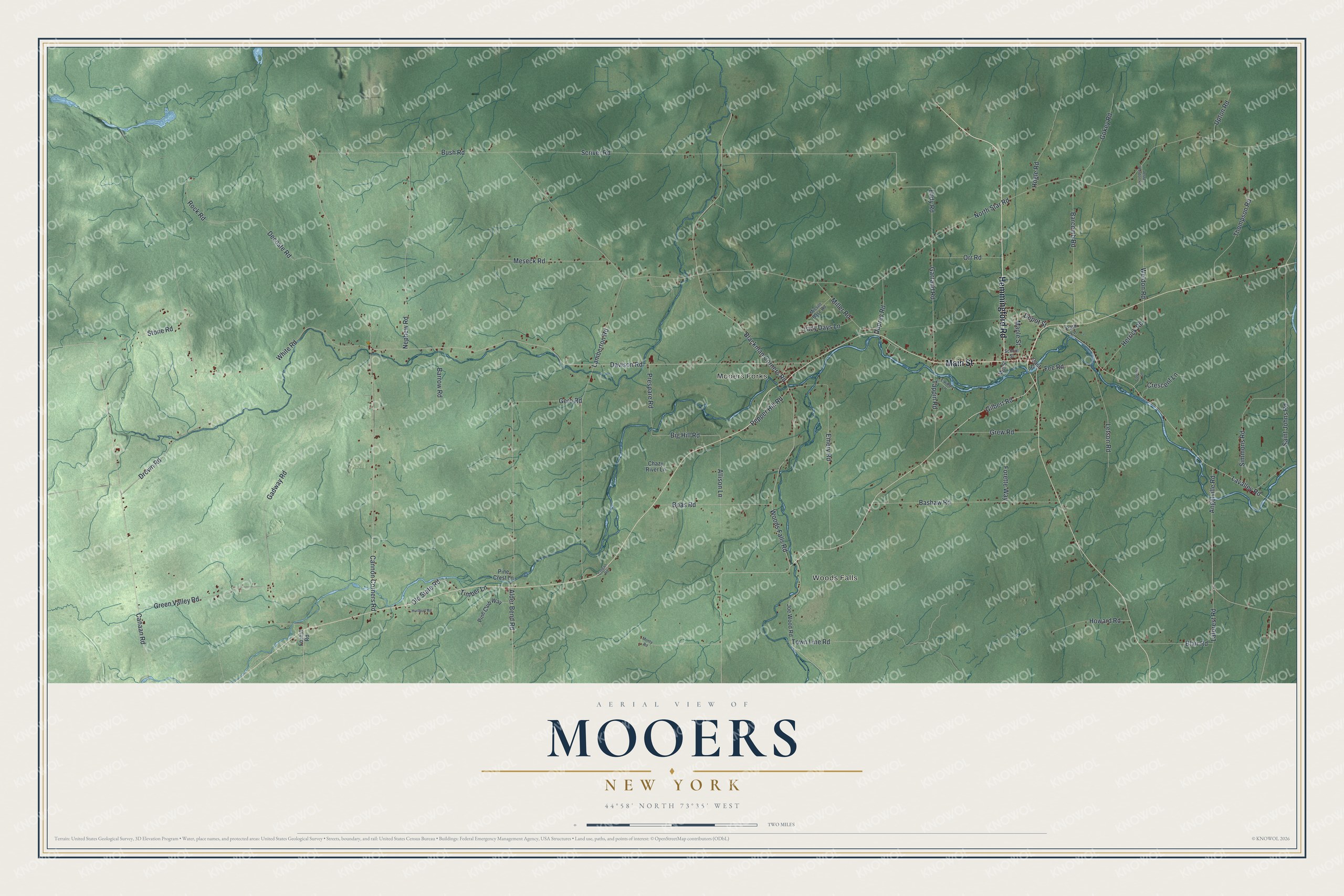 Watermarked full-map preview of Mooers, New York