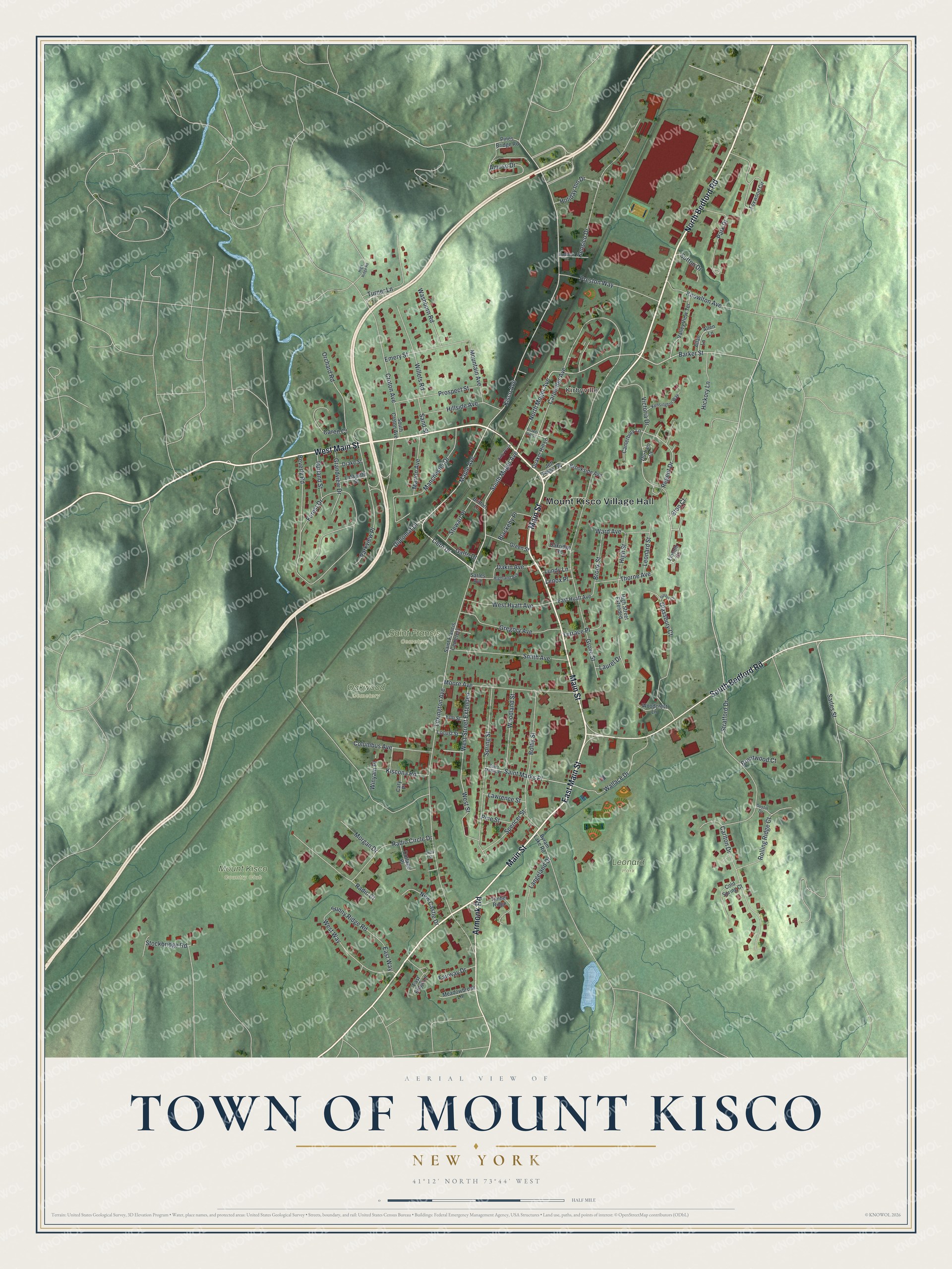 Watermarked full-map preview of Mount Kisco, New York