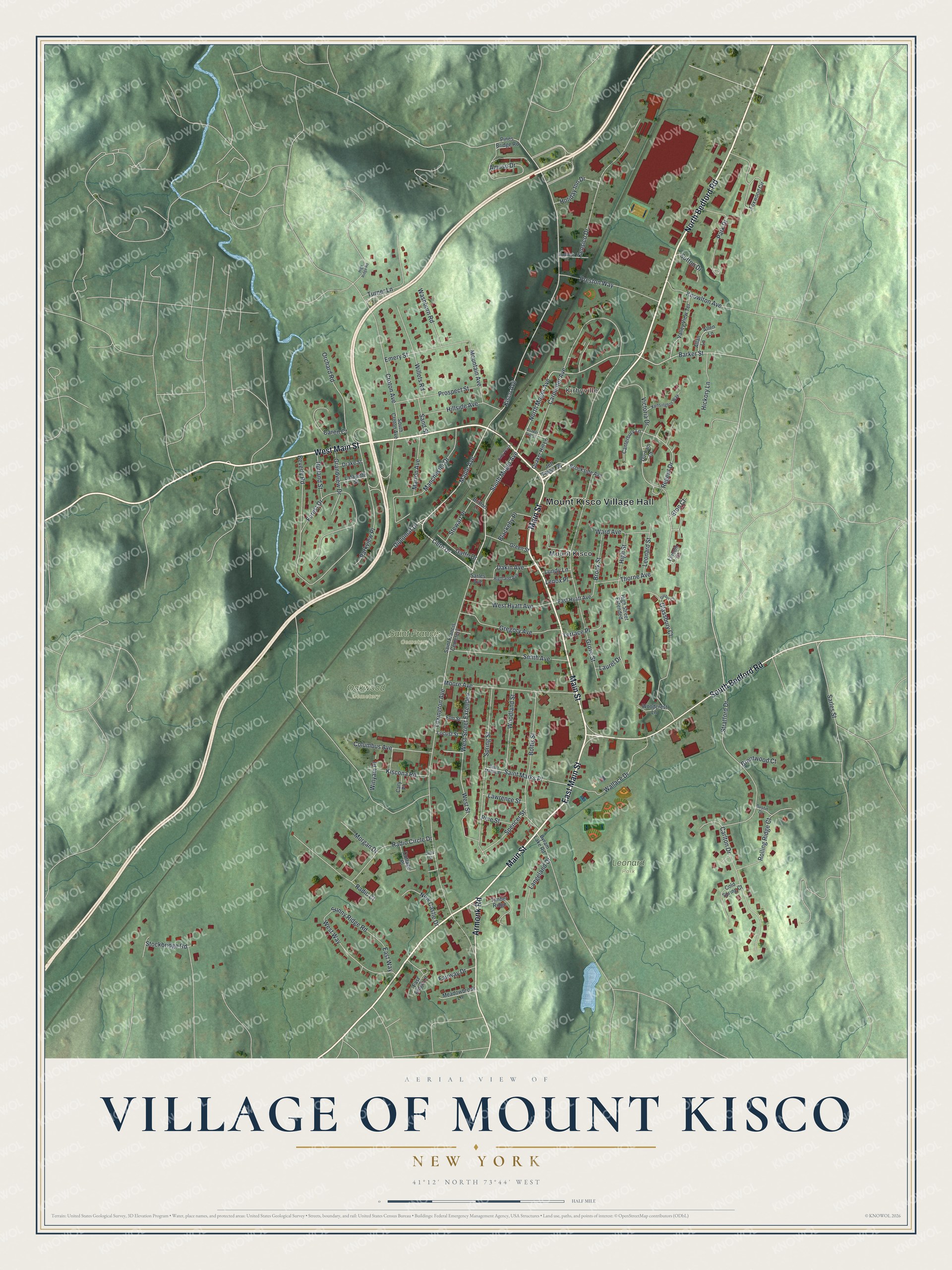 Watermarked full-map preview of Mount Kisco, New York