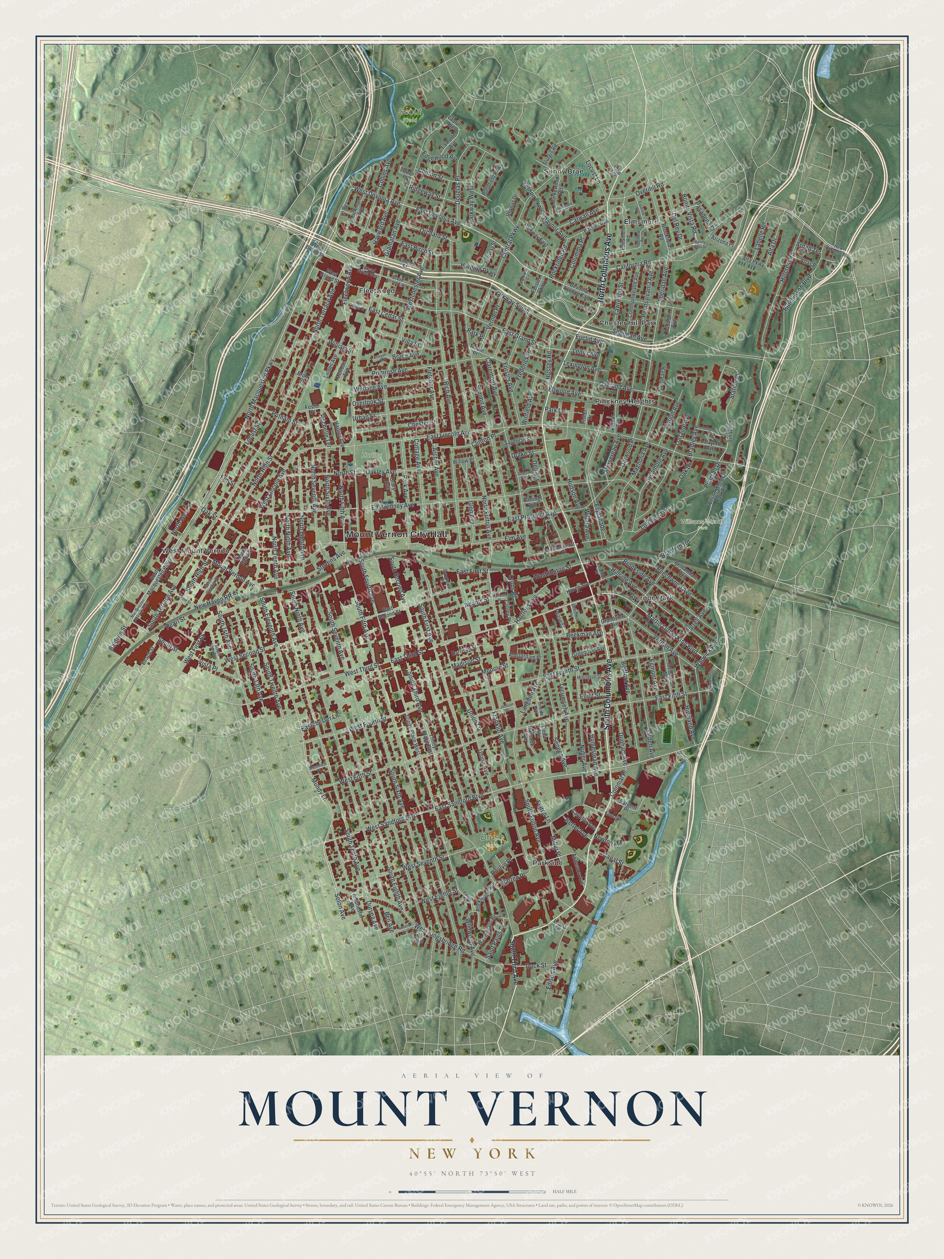 Watermarked full-map preview of Mount Vernon, New York