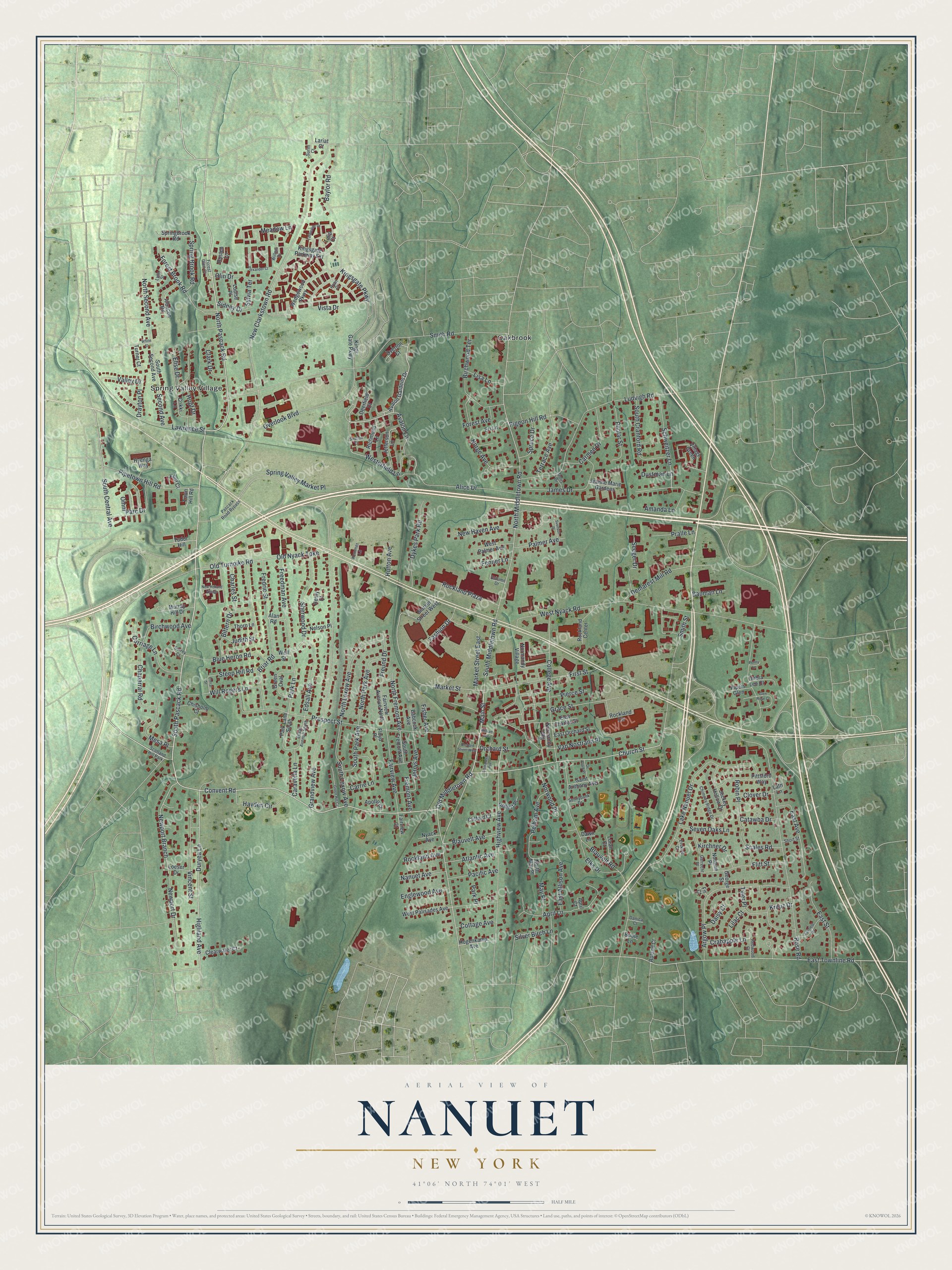 Watermarked full-map preview of Nanuet, New York
